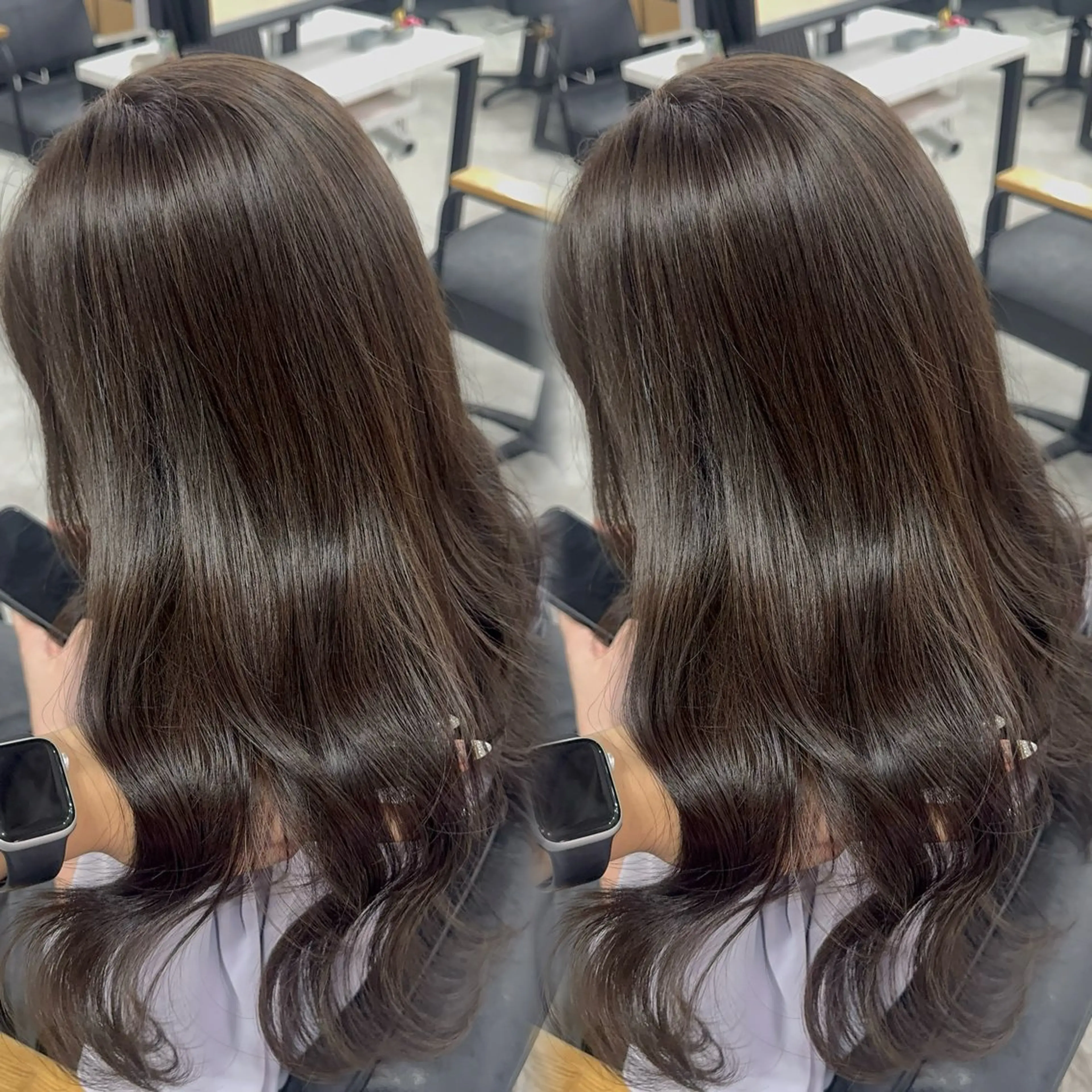 ロング カラー アッシュ アッシュブラウン ベージュカラー 黒髪 ブリーチ 赤み無し柔らかカラー 【梅田】madokaのヘアスタイル