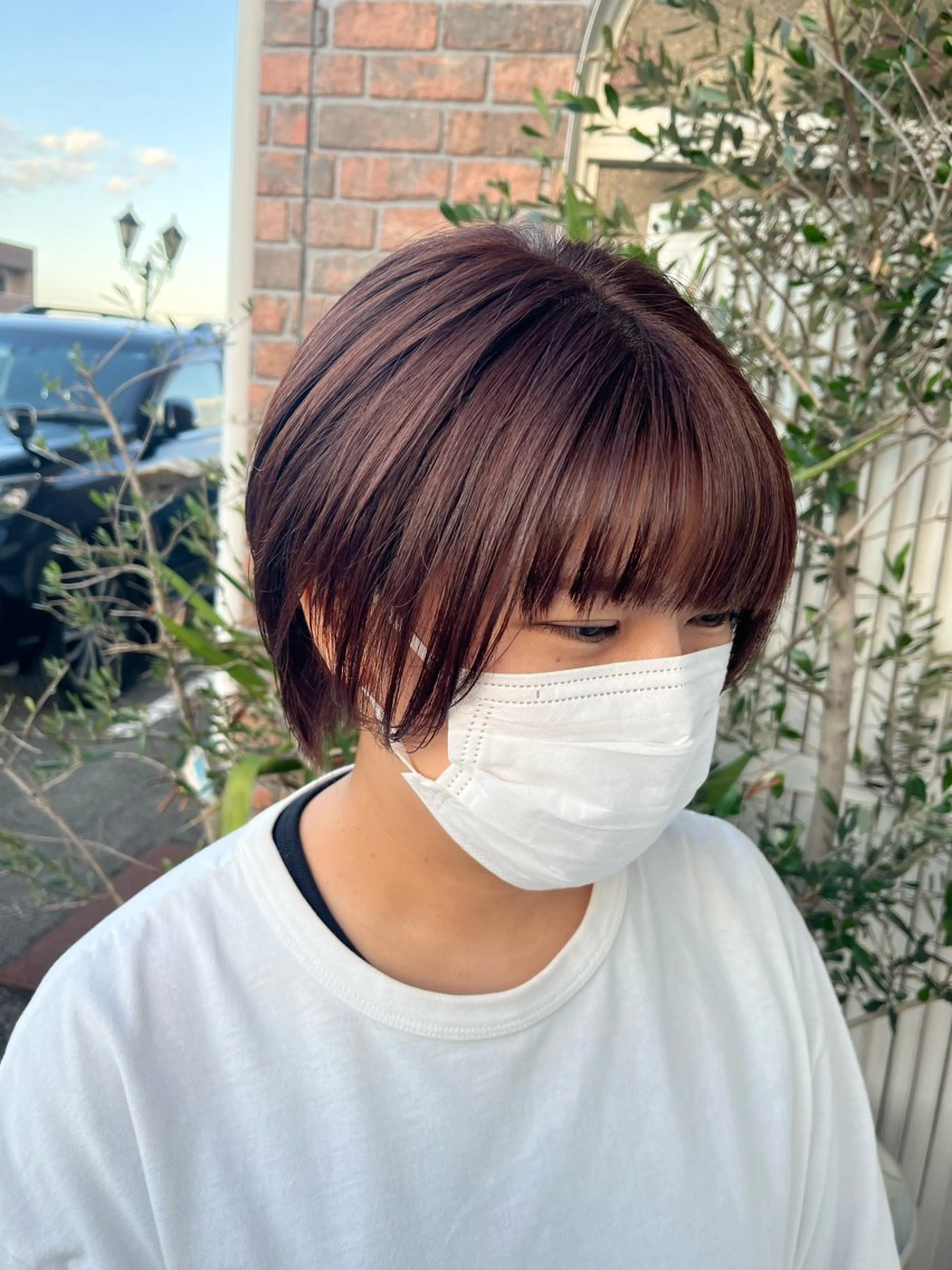 ショート カラー ブラウンカラー ピンクカラー ピンクブラウン ショートヘア カット ヘアカラー YUIMARL 倉敷店🌸SAEのヘアスタイル