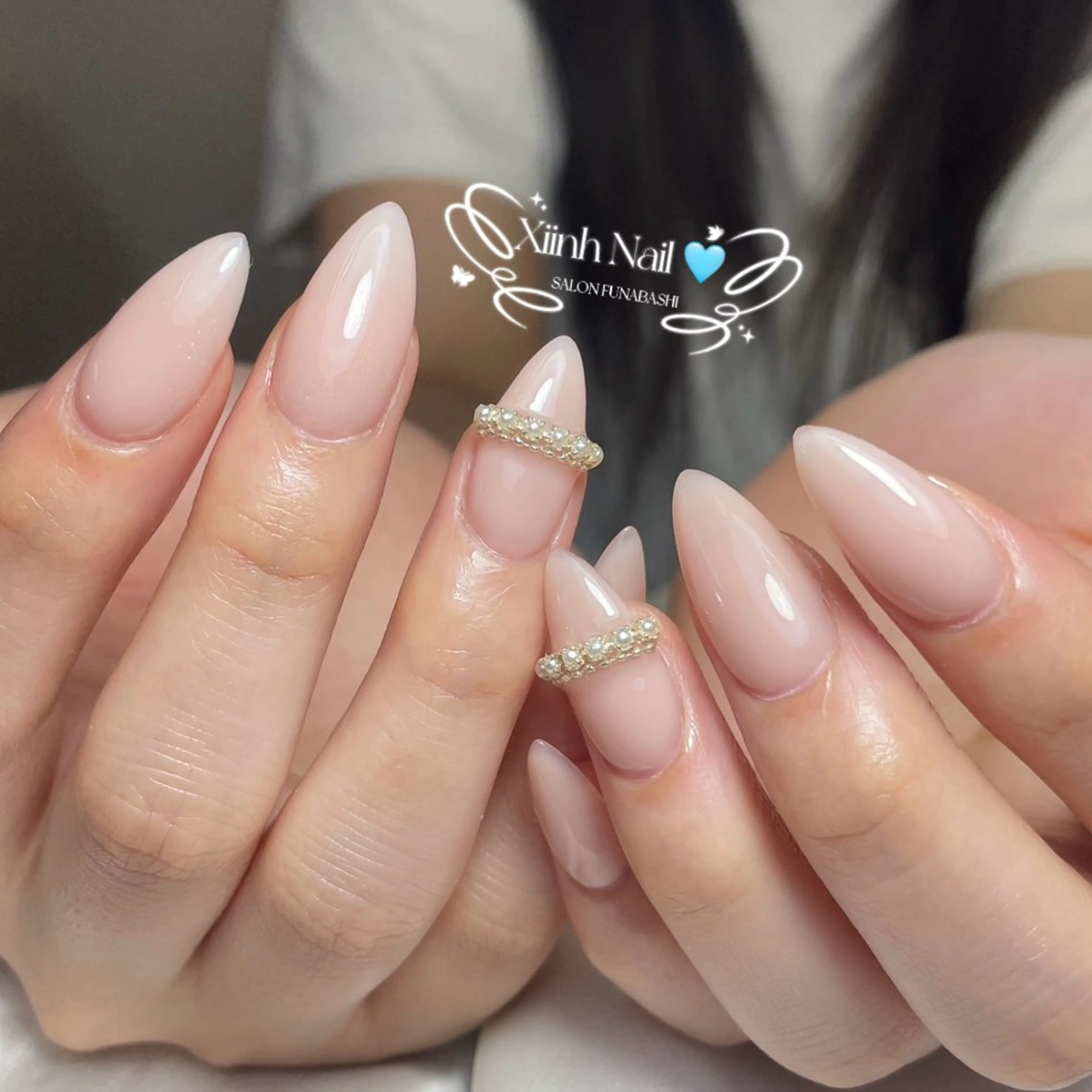 ネイル チークネイル 桜ネイル 長さ出し フットネイル ジェルネイル XIINH NAIL SALONのネイルデザイン