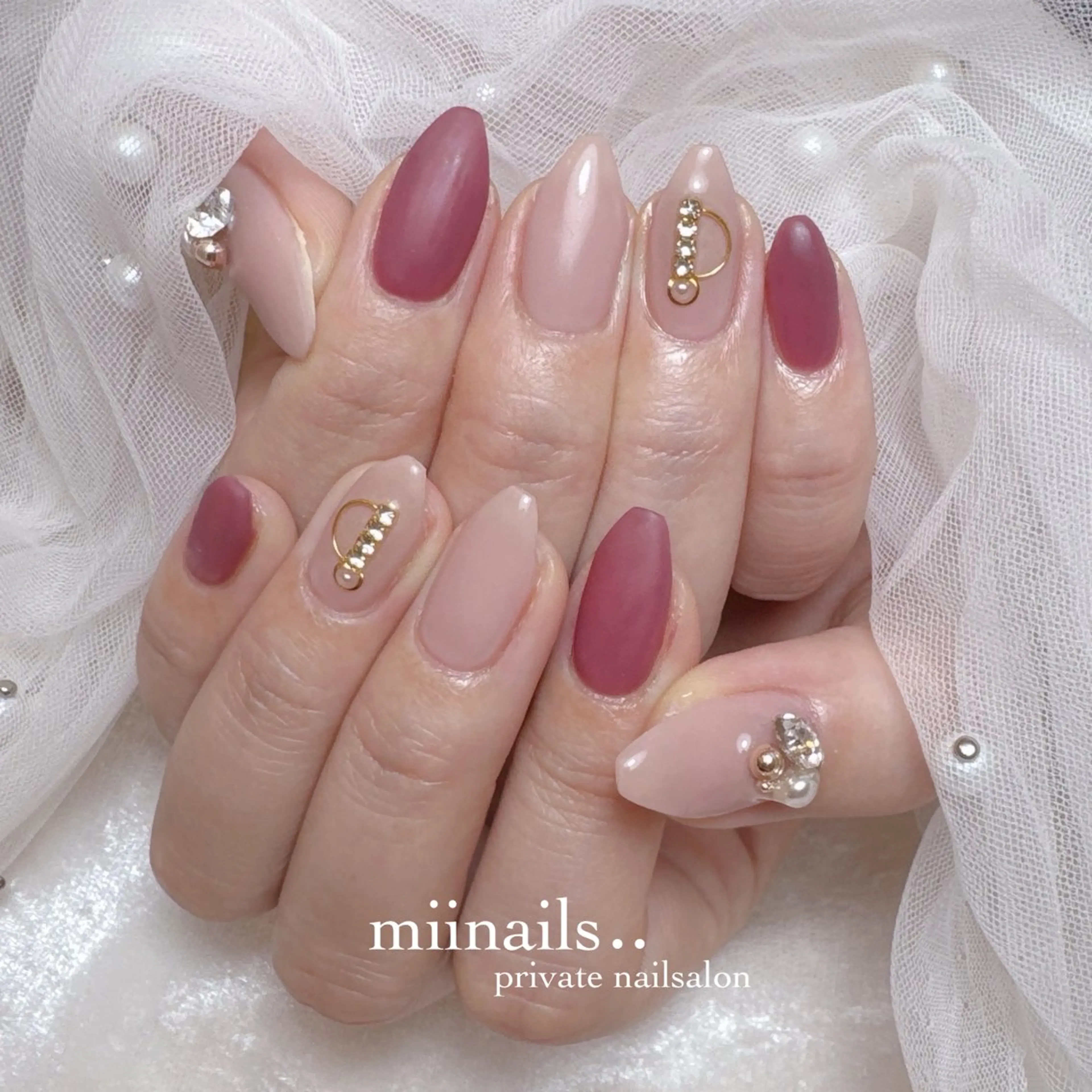 ネイル 韓国ネイル マグネットネイル ワンホンネイル ハンドネイル nailsalon miinailsのネイルデザイン