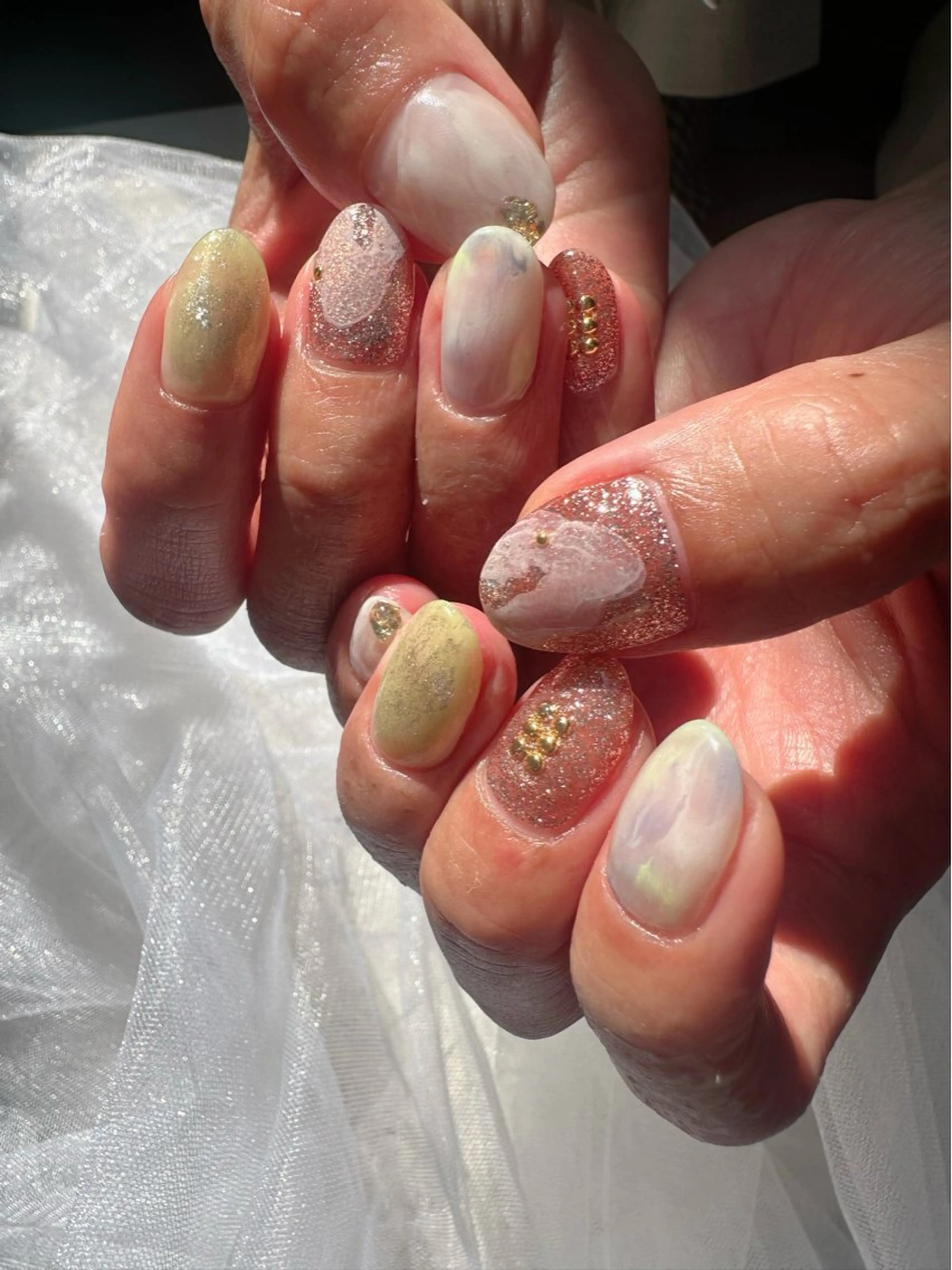ネイル クリアネイル 氷ネイル・うるうるネイル 韓国ネイル ニュアンスネイル オレンジ 🪞KAPE NAIL 🪞のネイルデザイン