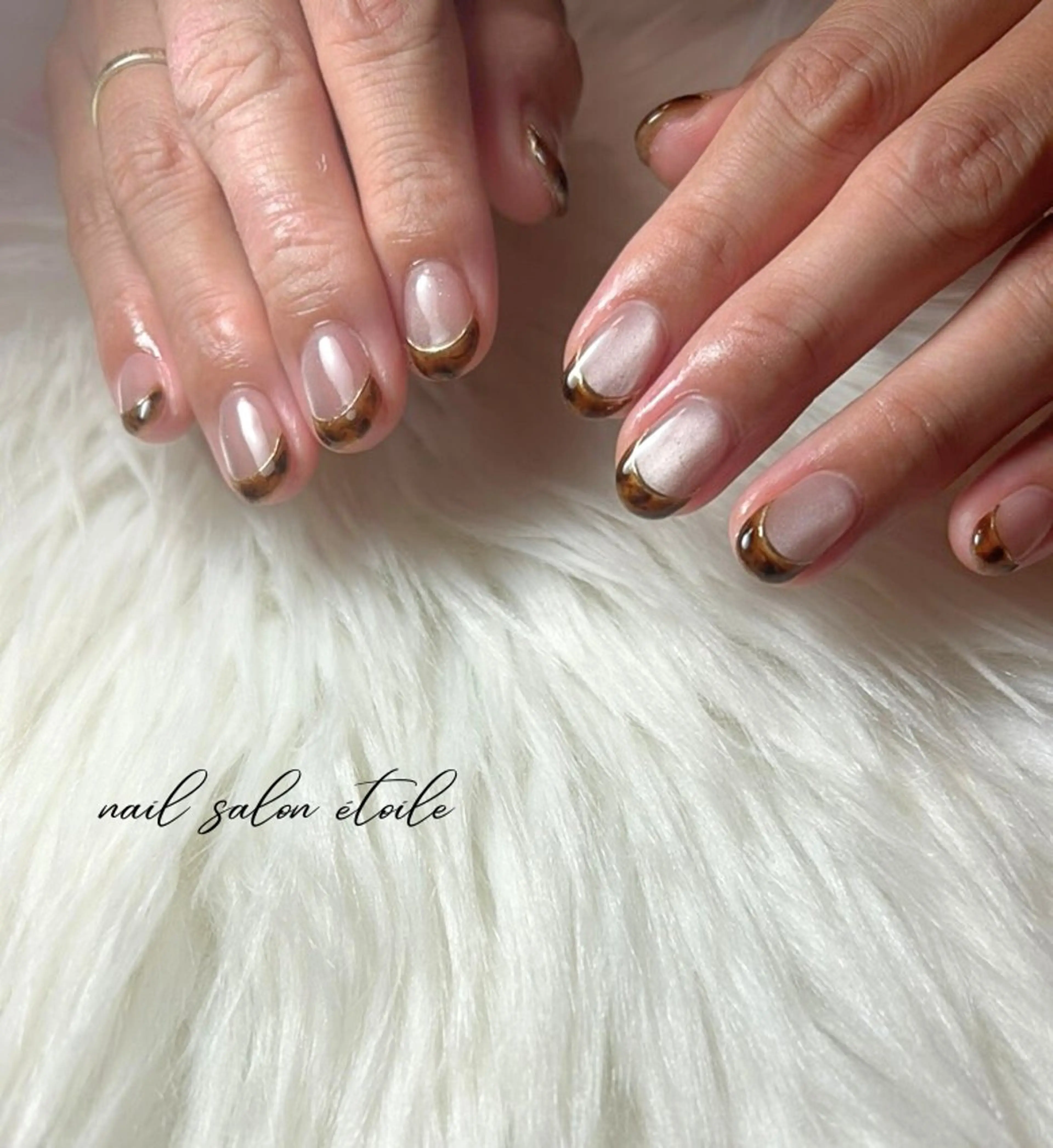 ネイル べっ甲ネイル フレンチネイル マグネットネイル 冬ネイル ハンドネイル nail salon étoileのネイルデザイン