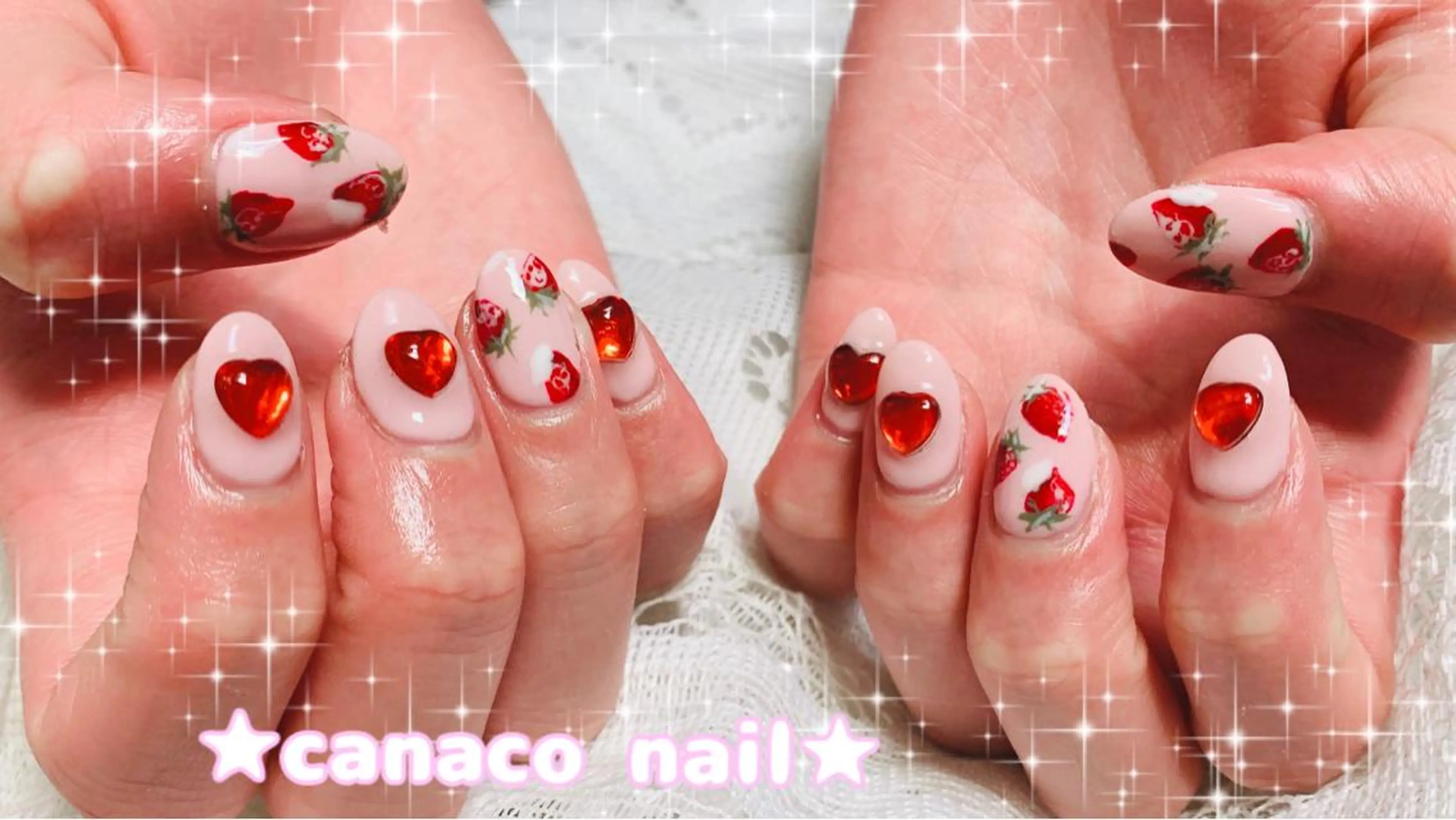ネイル アートネイル ジェルネイル パラジェル ピンク 赤色 ハンドネイル ハンドケア ベテランネイル cnc nailのネイルデザイン
