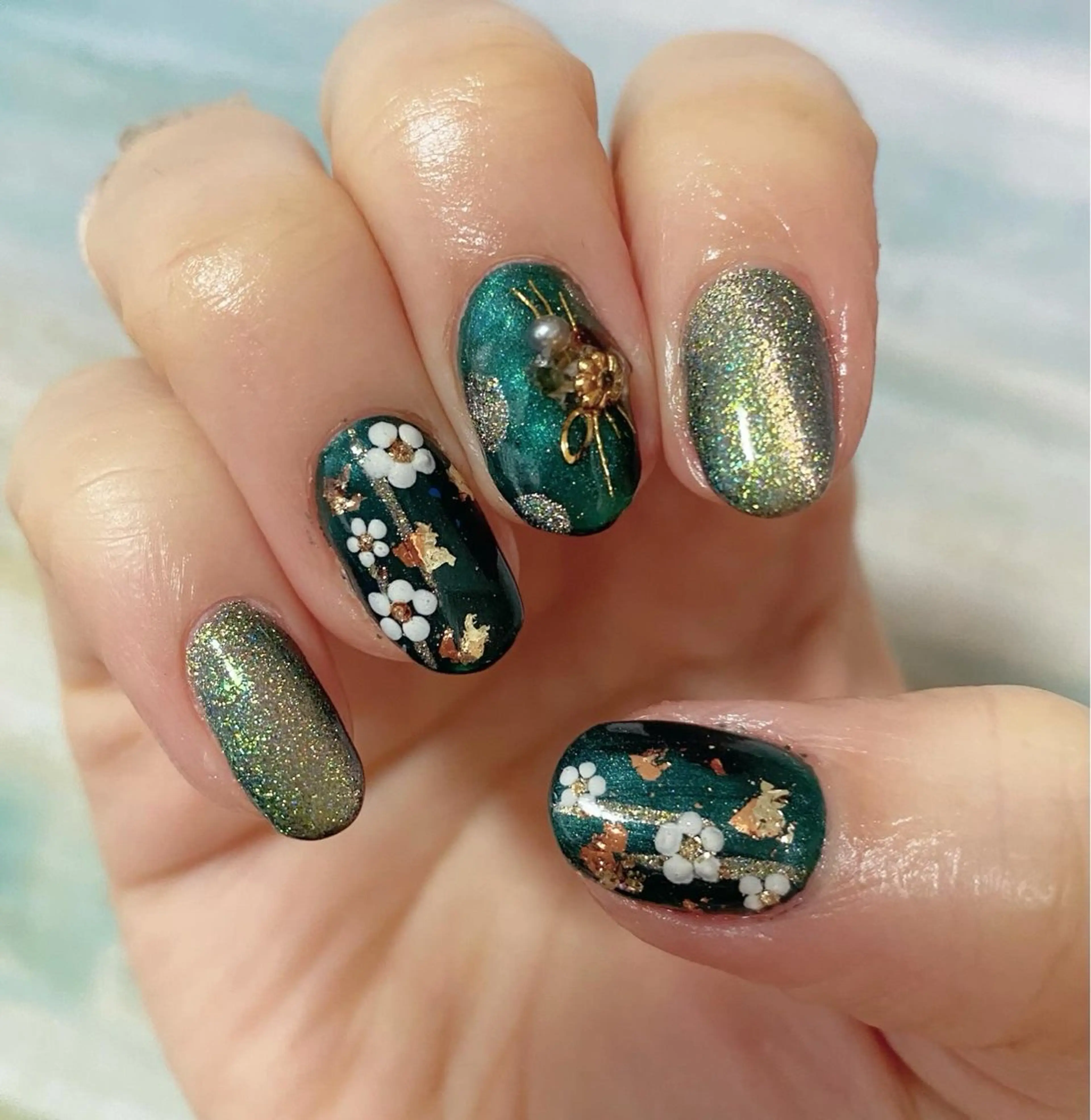ネイル グリーン Glanz  Nail aのネイルデザイン
