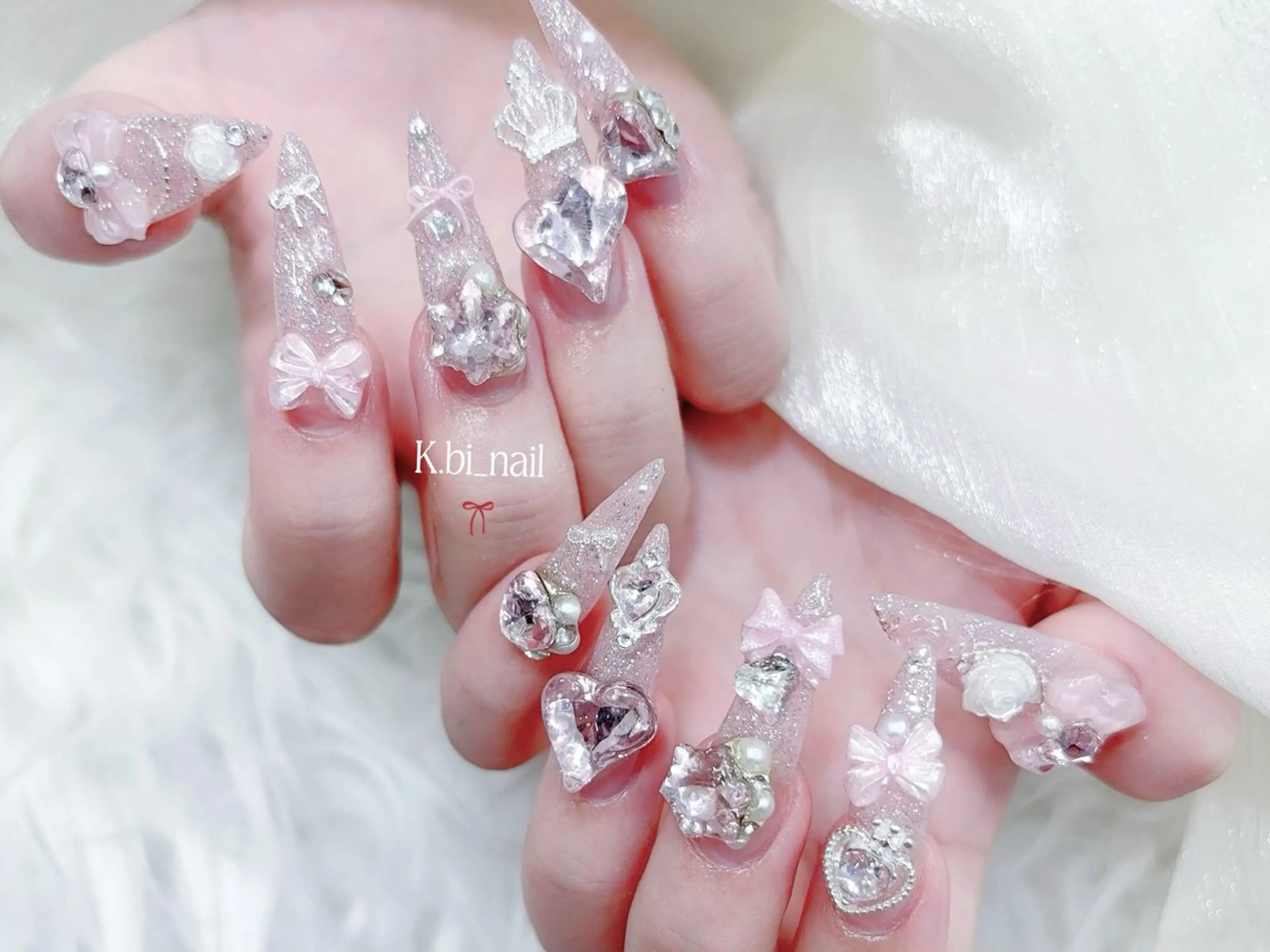 ネイル 成人式 ハンドネイル K.bi_nail ネイル長さ出し専門店のネイルデザイン