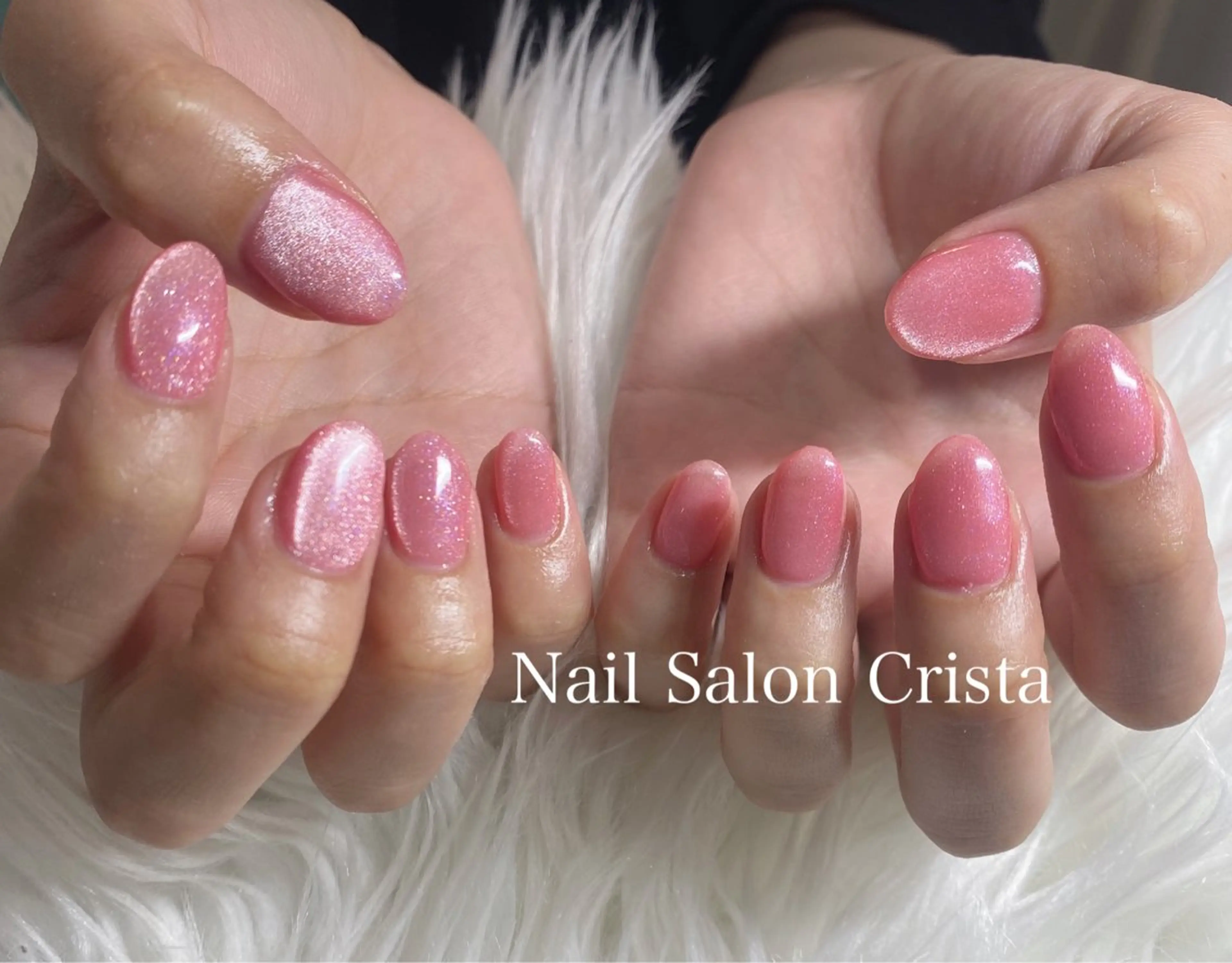 ネイル ジェルネイル マグネットネイル パラジェル ピンク ハンドネイル CRISTA MOMOのネイルデザイン
