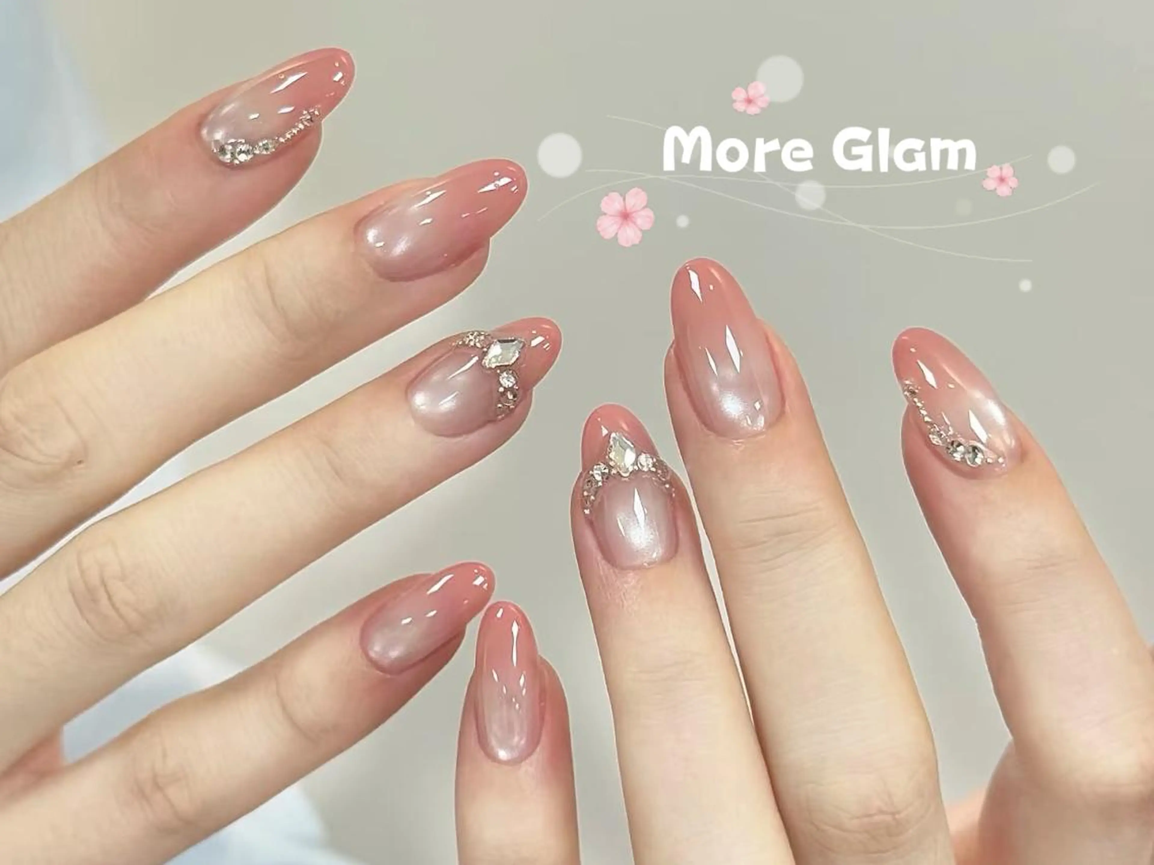ネイル 長さ出し フットネイル フレンチネイル ジェルネイル ガラスフレンチ MoreGlam ネイルのネイルデザイン