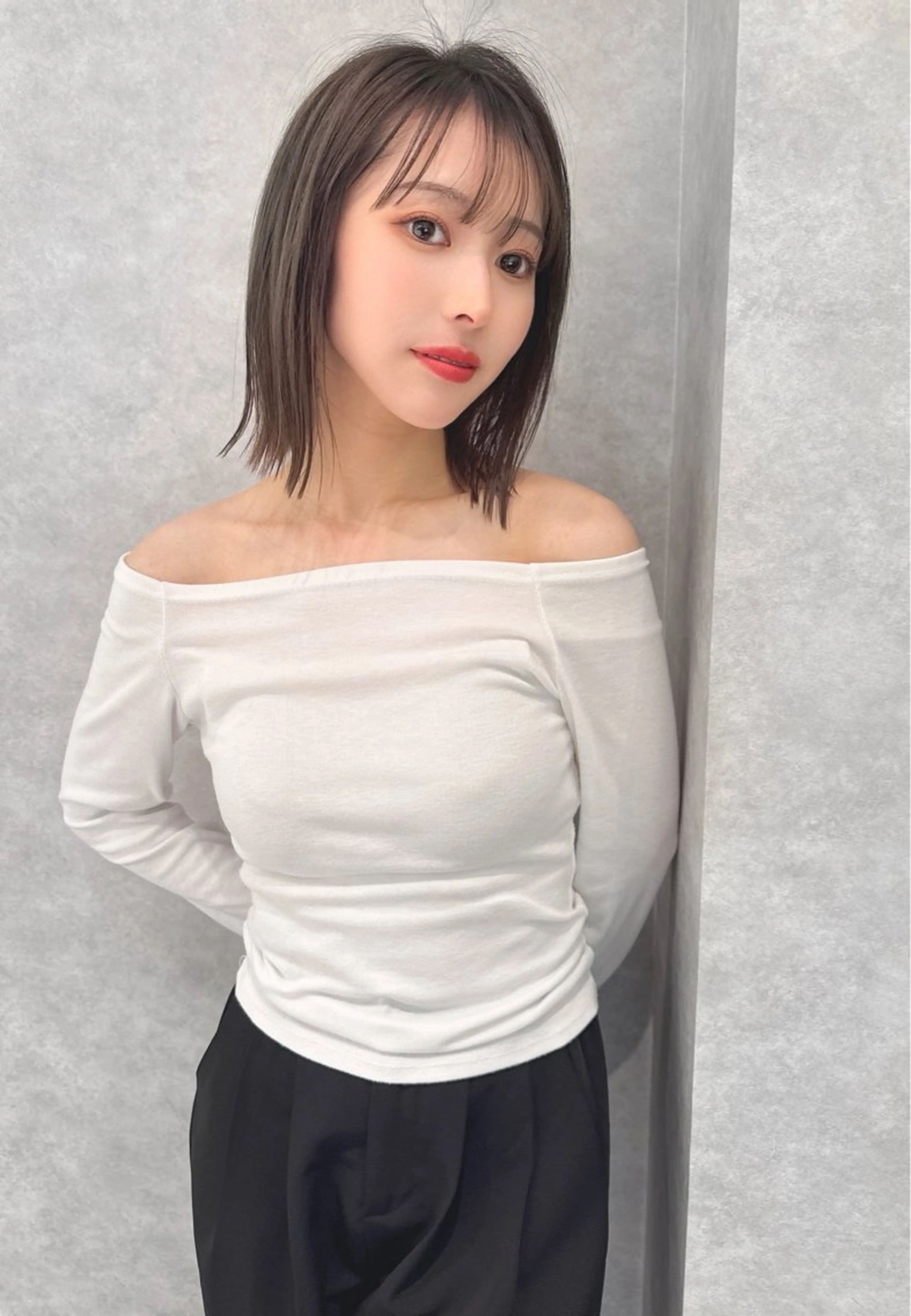 ミディアム ショートボブ 韓国風カラー ボブ くびれヘア 髪質改善 ボブ/顔周りカット /縮毛矯正/鈴木隆太のヘアスタイル