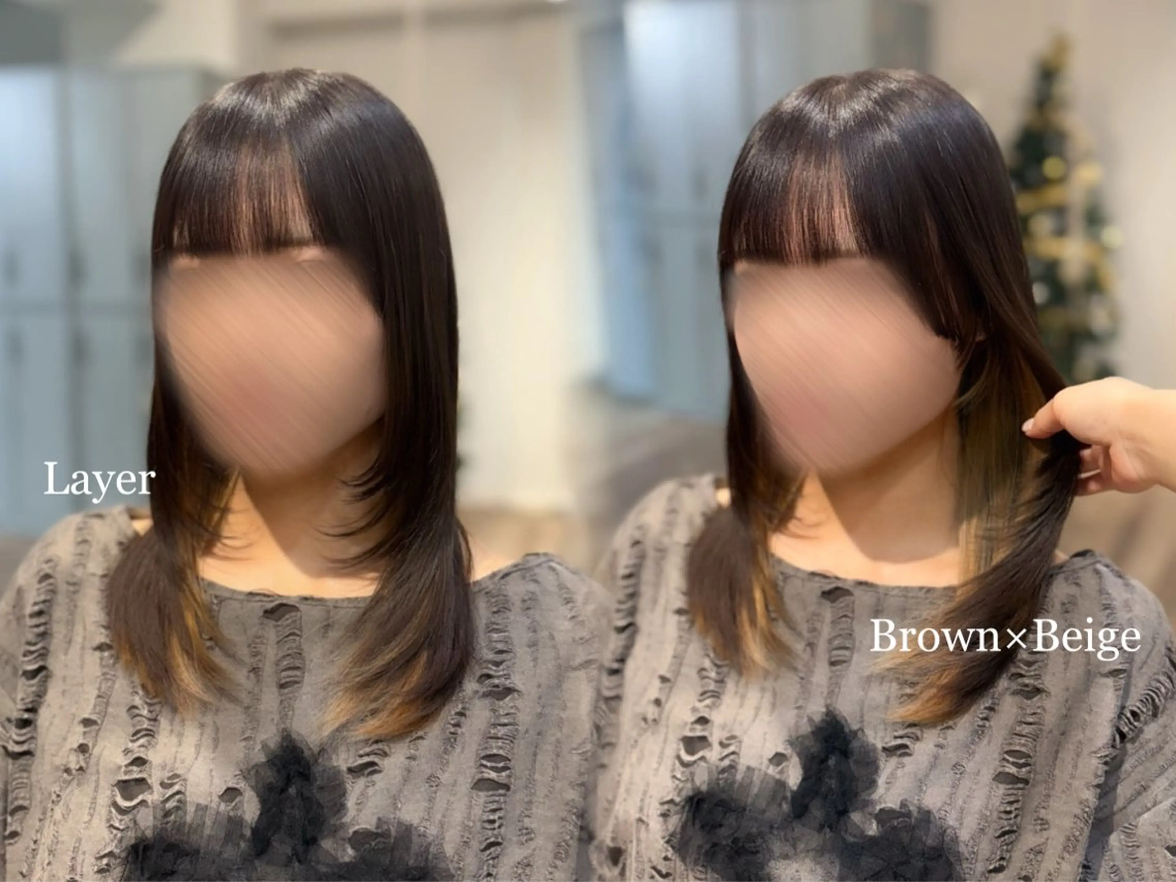 セミロング カット ヘアカラー トリートメント ピンク・ラベンダー/ レイヤー/NANAのヘアスタイル