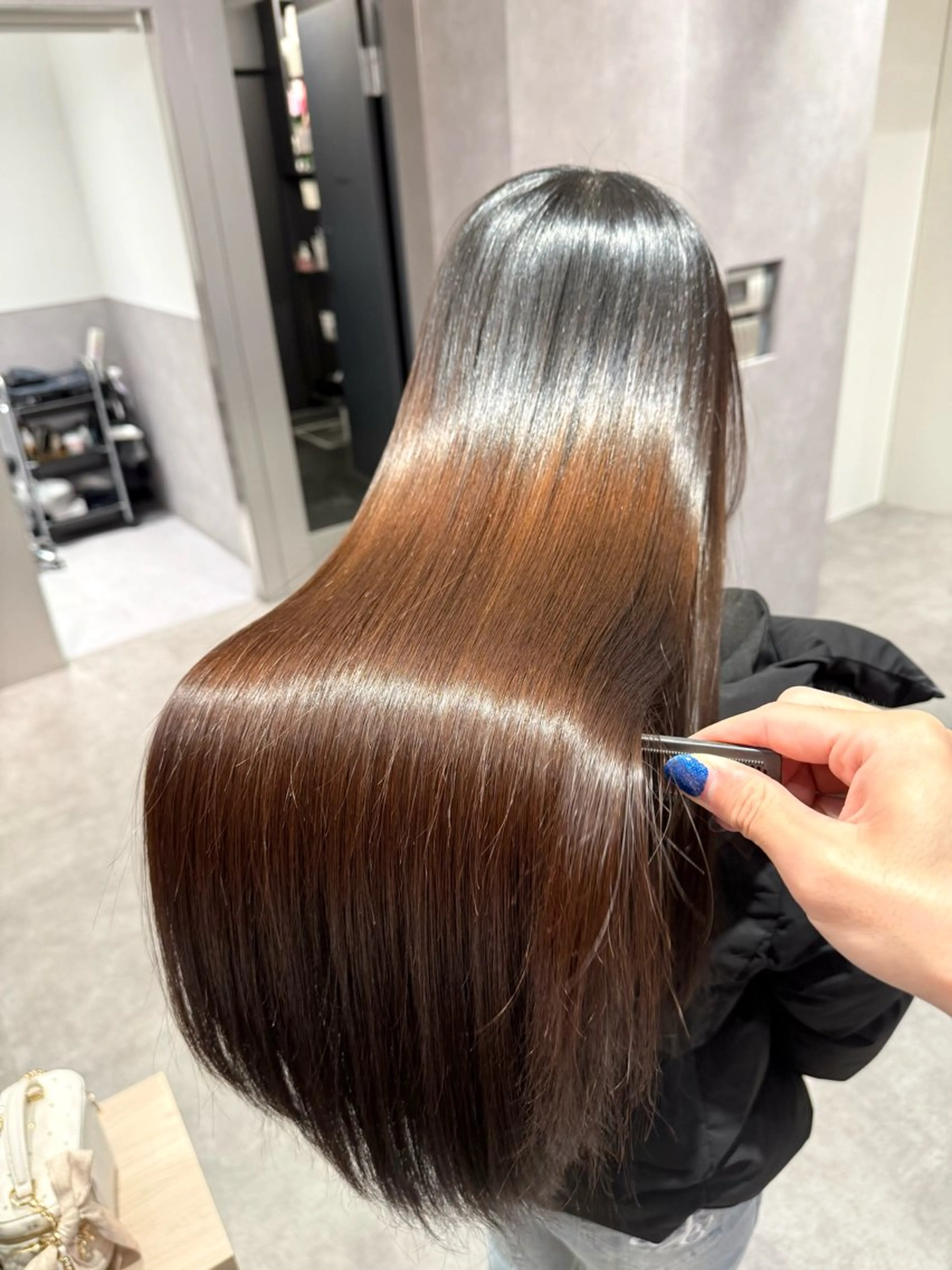 ロング カラー パーマ ヘアアレンジ 髪質改善 縮毛矯正 縮毛矯正 トリートメント 縮毛矯正/髪質改善/ ブリーチ毛/木元渓太のヘアスタイル