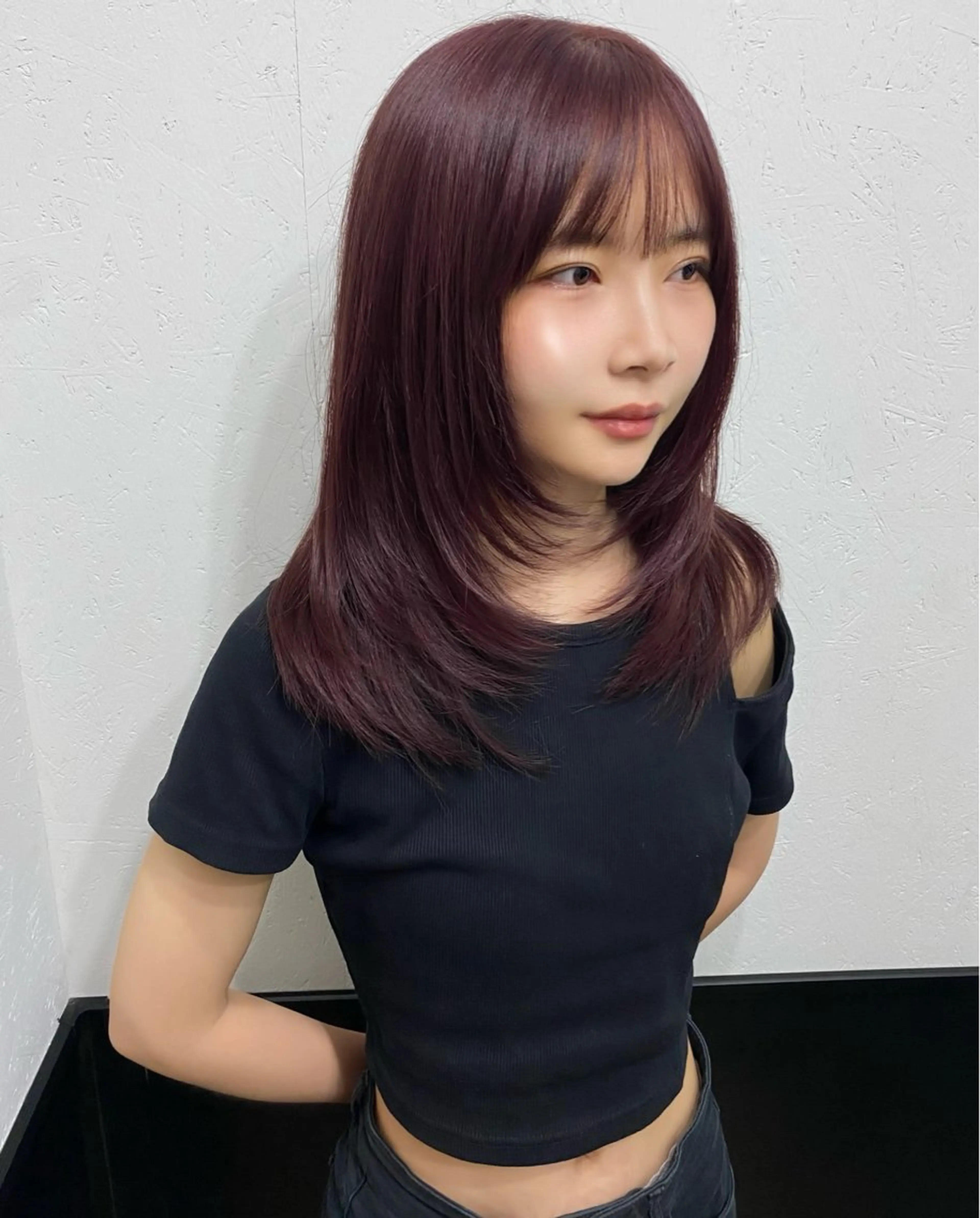 セミロング カラー 渋谷🖤 艶髪🖤透明感カラーのヘアスタイル