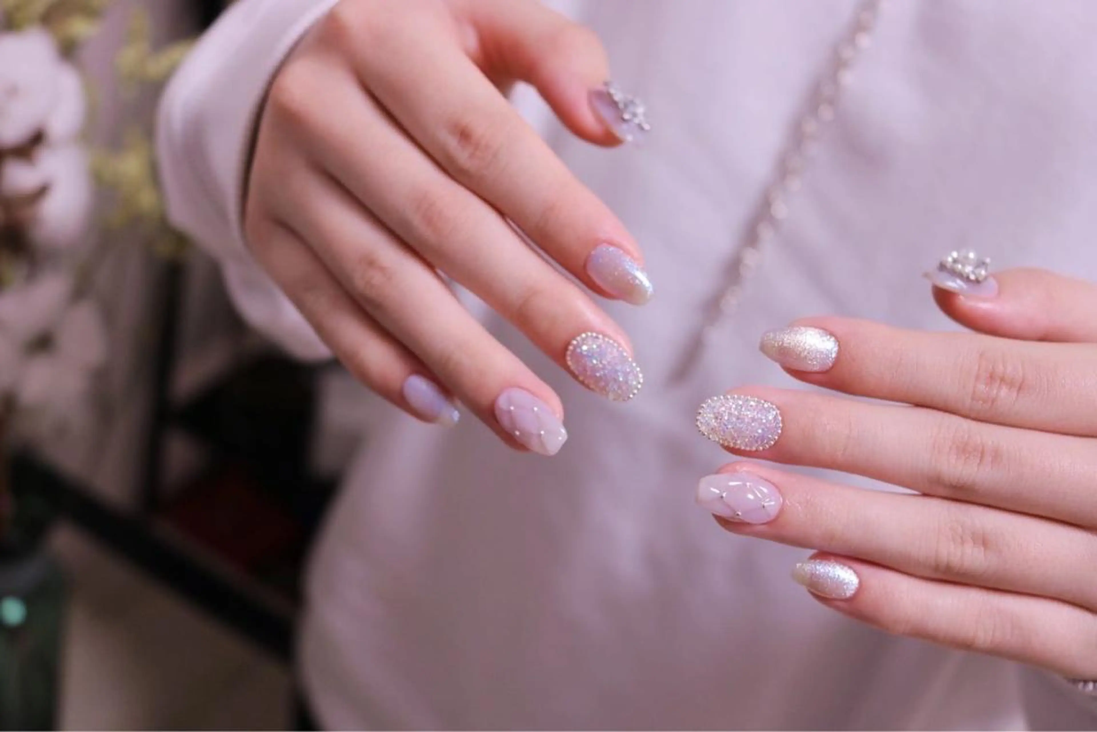 ネイル オーロラネイル 長さ出し ジェルネイル 韓国ネイル 持ち込み ハンドネイル MH Nailのネイルデザイン