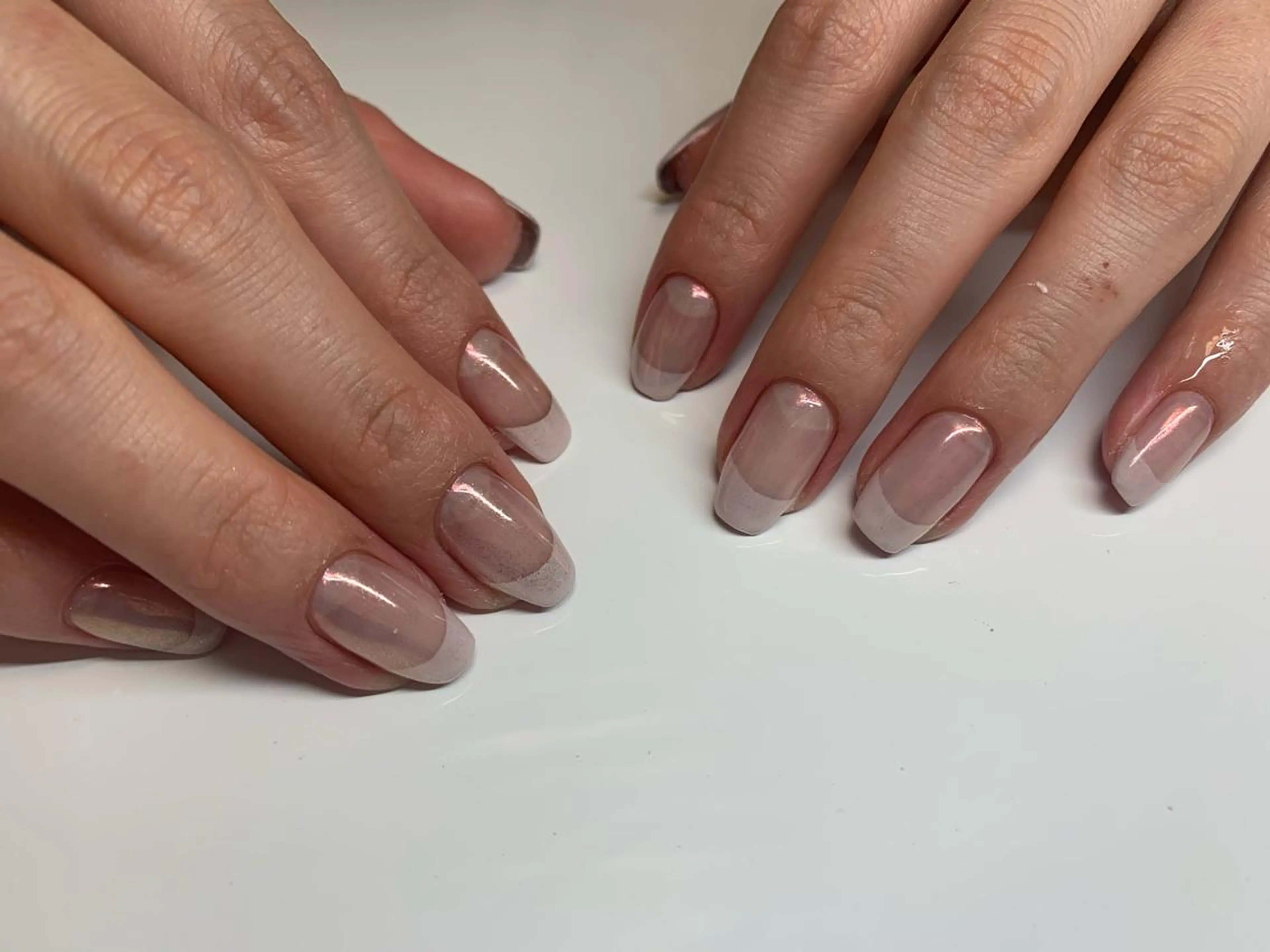 ネイル フレンチネイル ピンク スクエアネイル atore つかさのマツエク・マツパデザイン