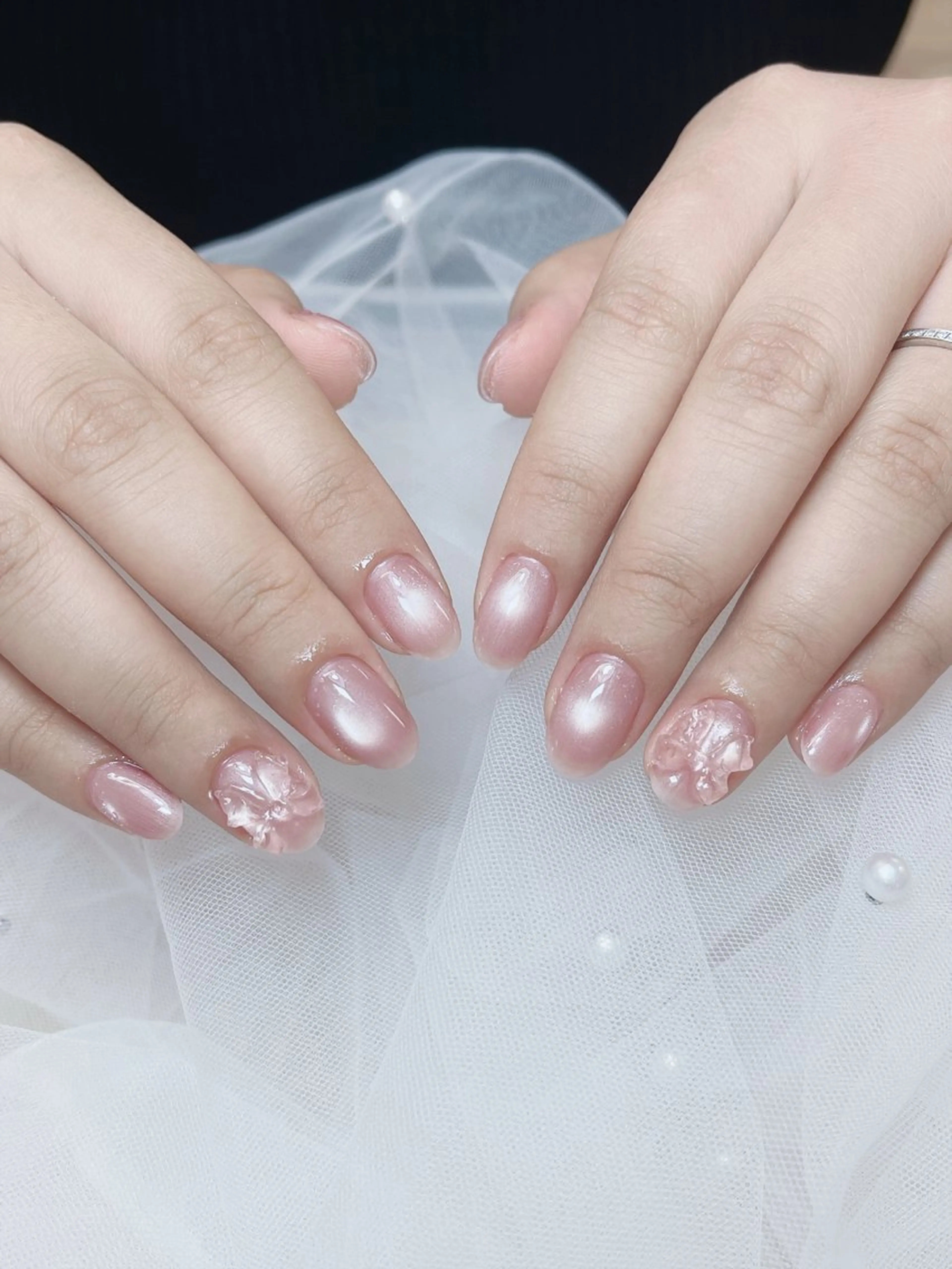 ネイル チークネイル 成人式 フレンチネイル グラデーション 氷ネイル・うるうるネイル ハンドネイル DUO   MI nail salonのネイルデザイン