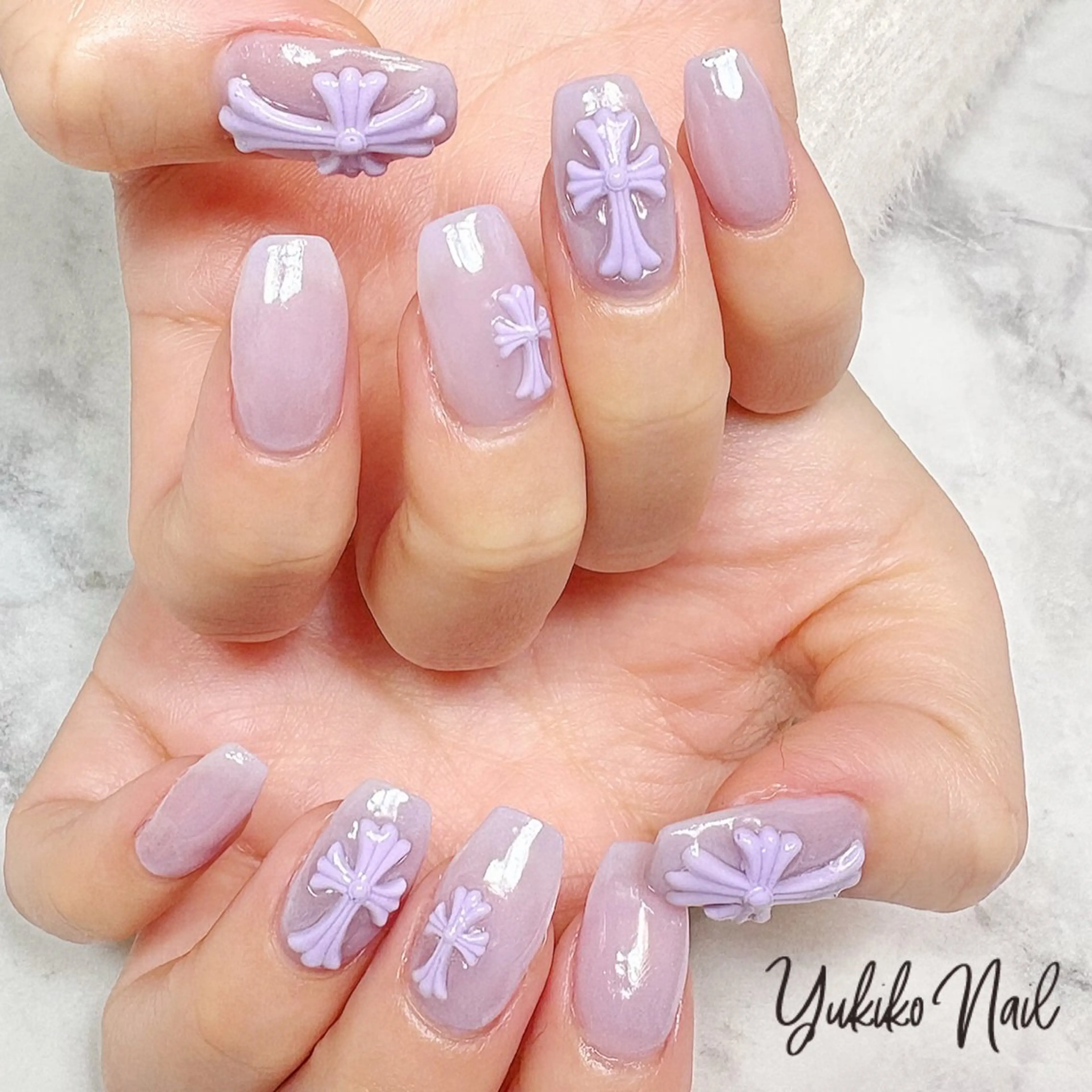 ネイル パープル ハンドネイル ユキコ ネイルのネイルデザイン