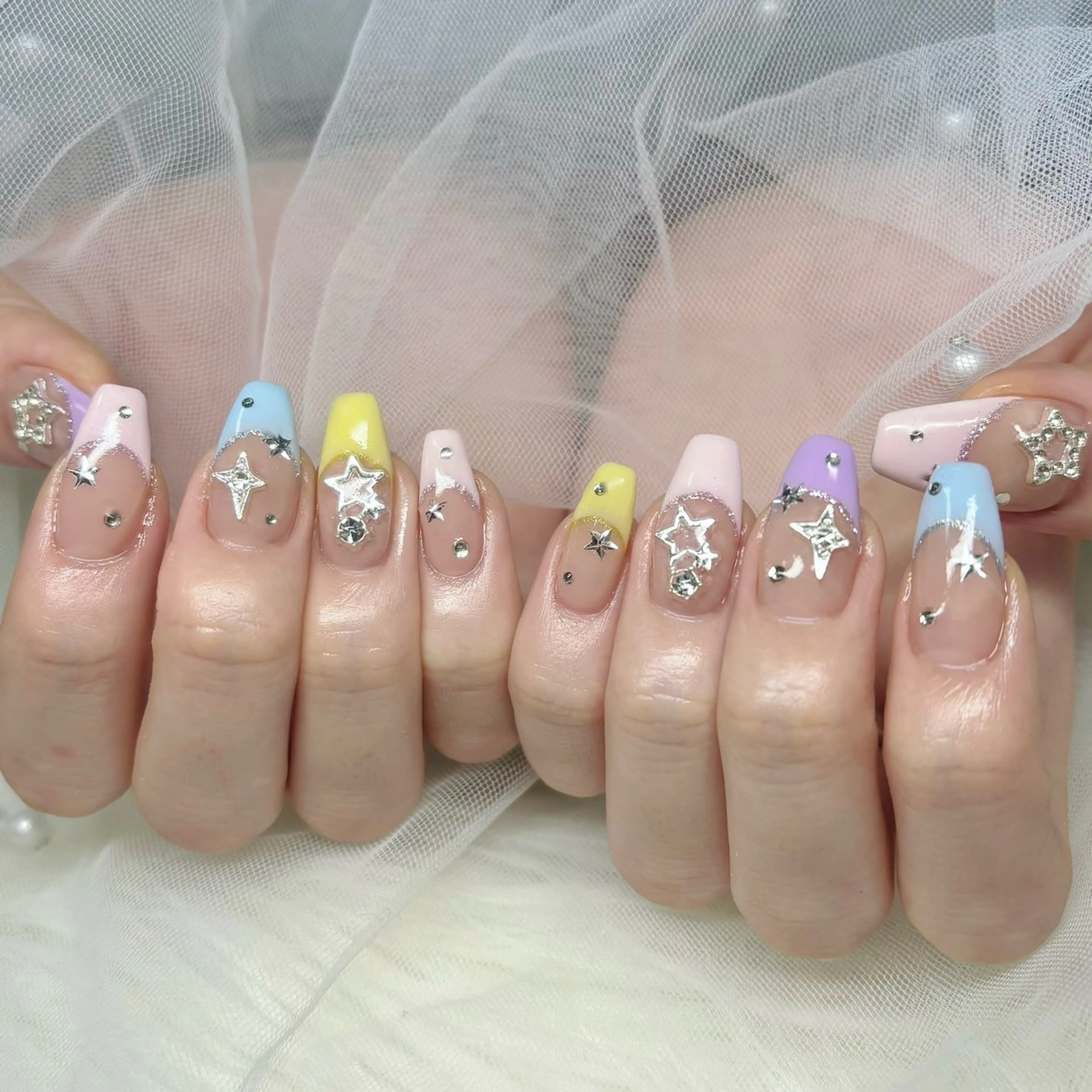 ネイル パステルネイル ハンドネイル Y🩵 Jasmineのネイルデザイン