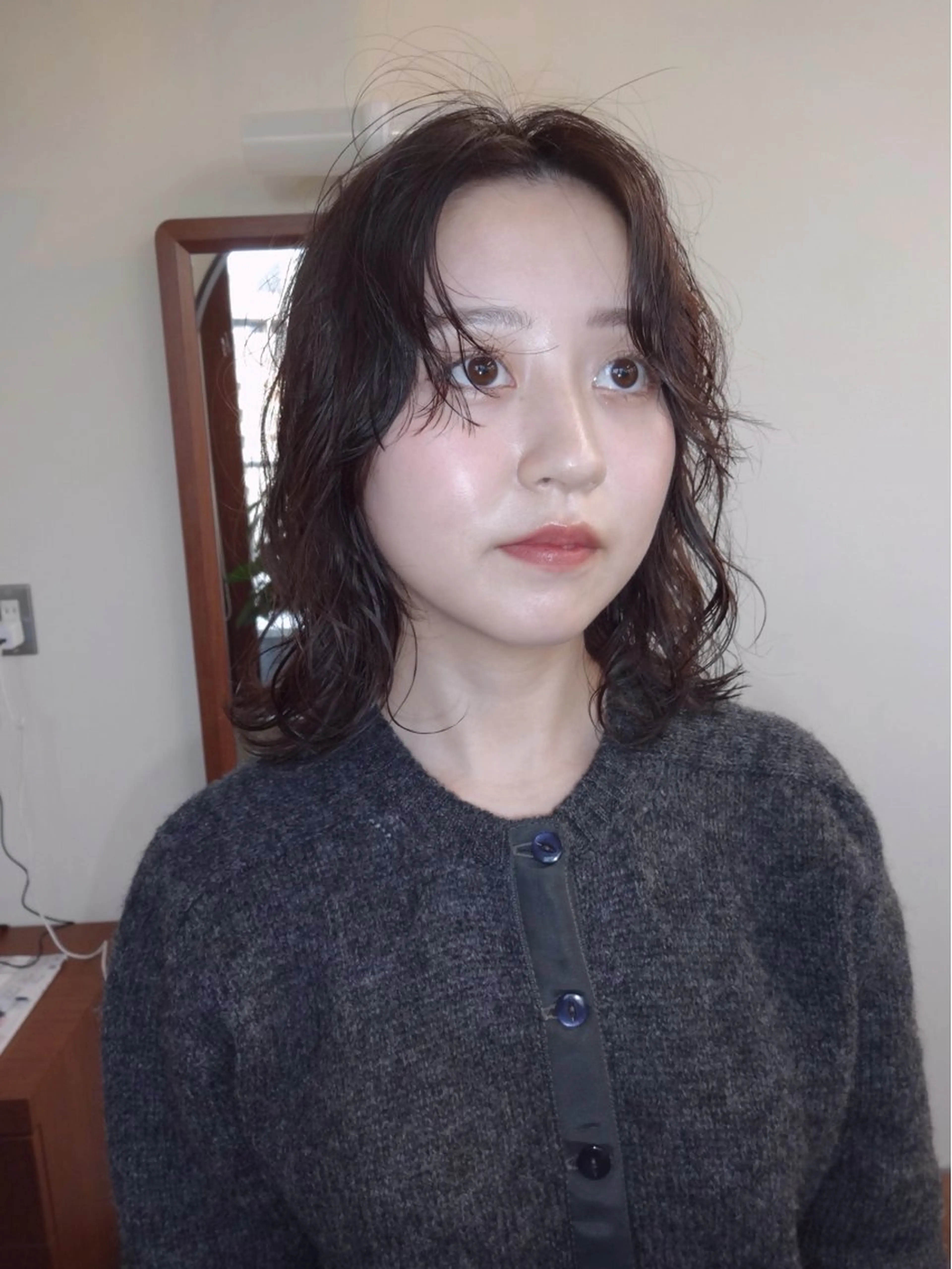 ミディアム カラー パーマ ボブパーマ/パーマ ウルフパーマのヘアスタイル