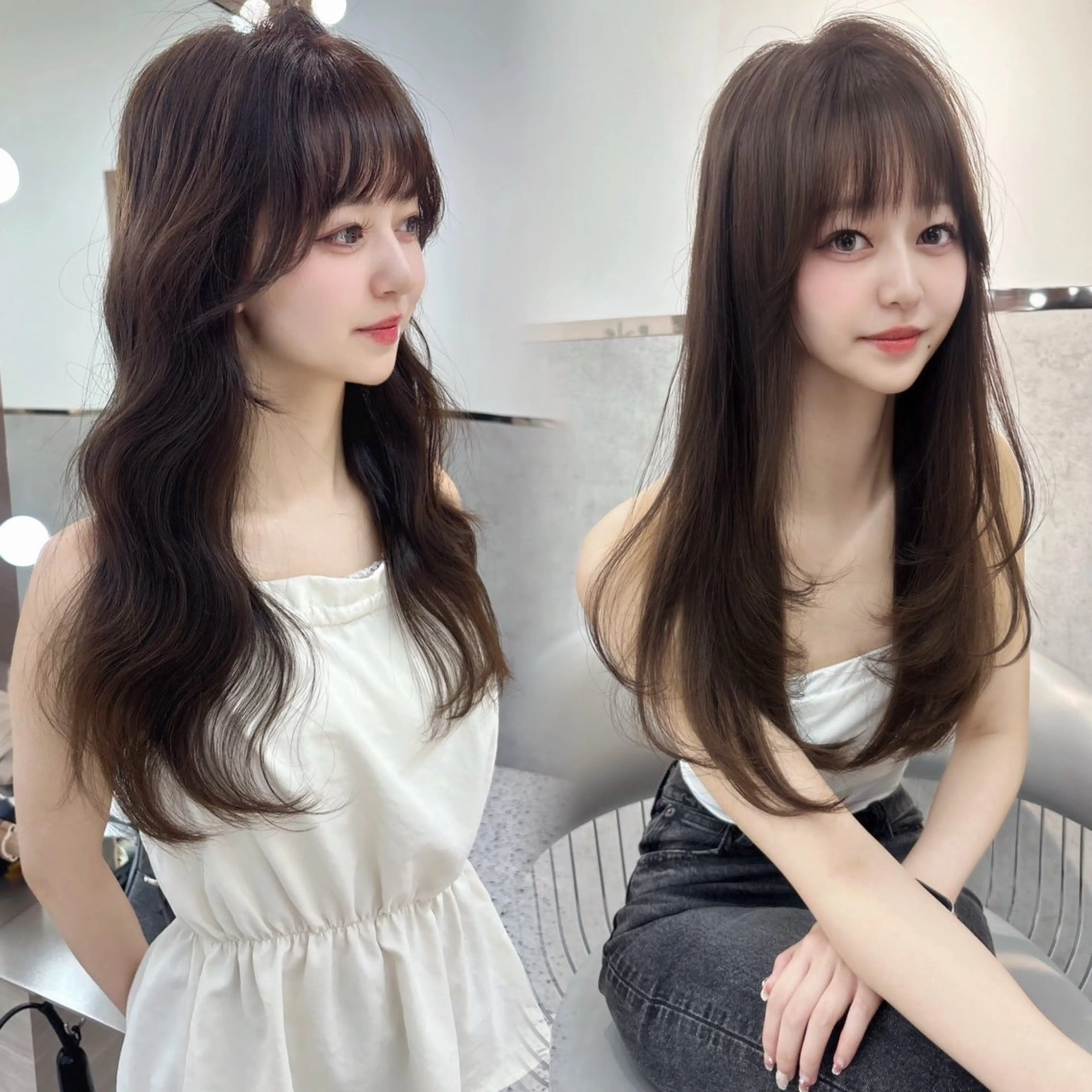 ロング カラー カット ヘアカラー トリートメント Lond mare レイヤーカット/韓国のヘアスタイル