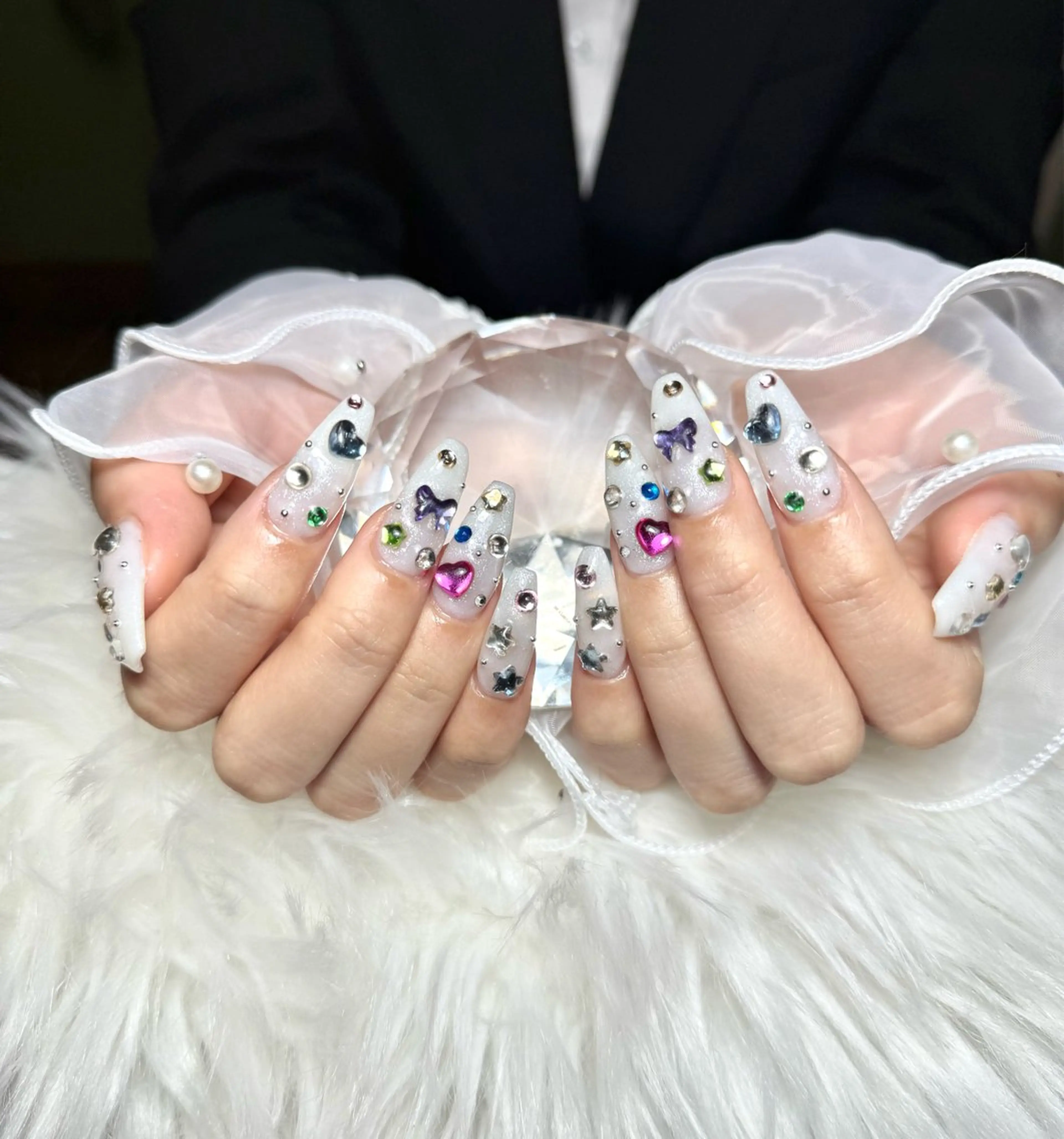 ネイル アートネイル オーロラネイル チークネイル 長さ出し フットネイル ハンドネイル 銀河_ Chan nailsのネイルデザイン