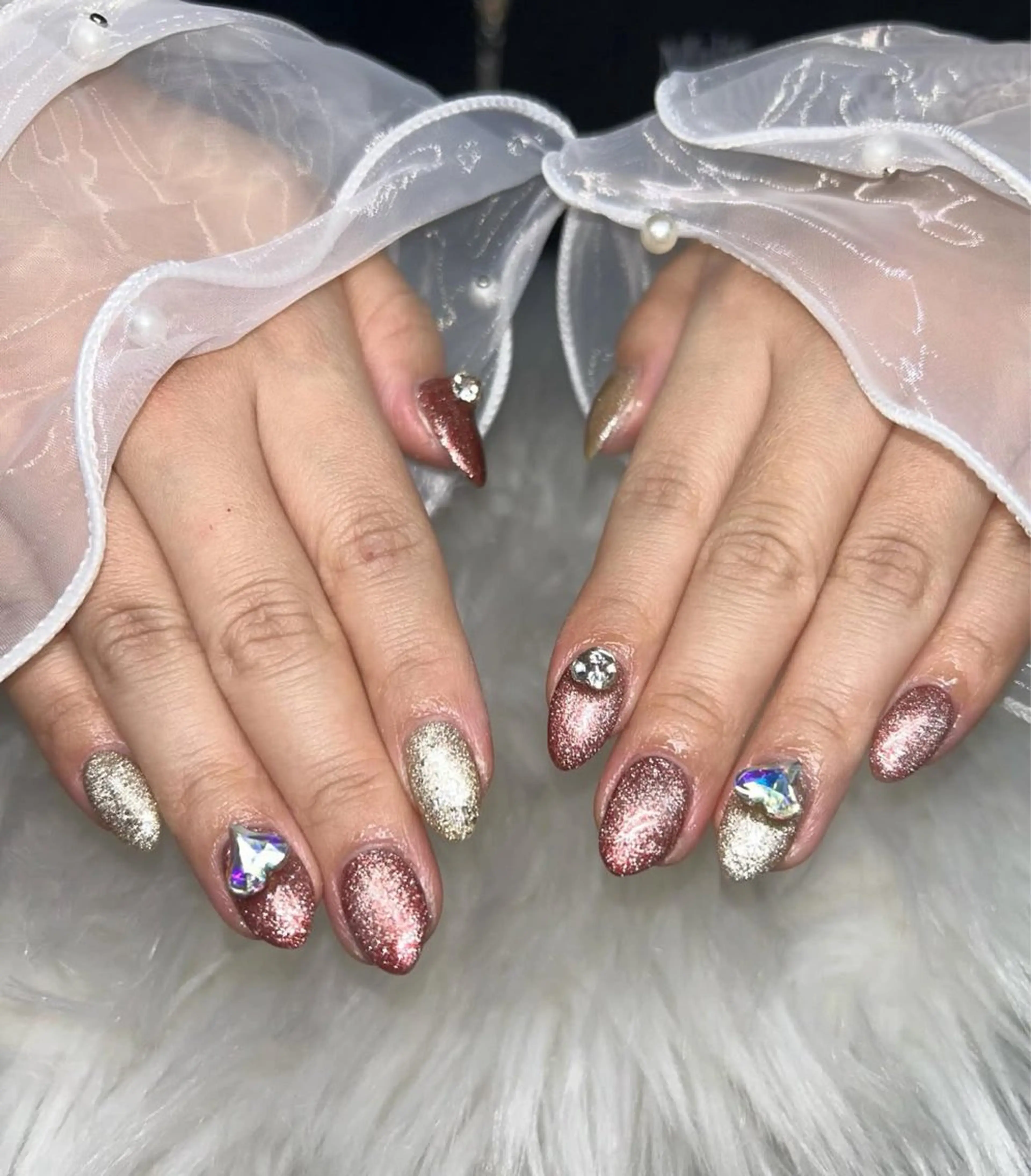 ネイル アートネイル オーロラネイル チークネイル 長さ出し フットネイル ハンドネイル 銀河_ Chan nailsのネイルデザイン