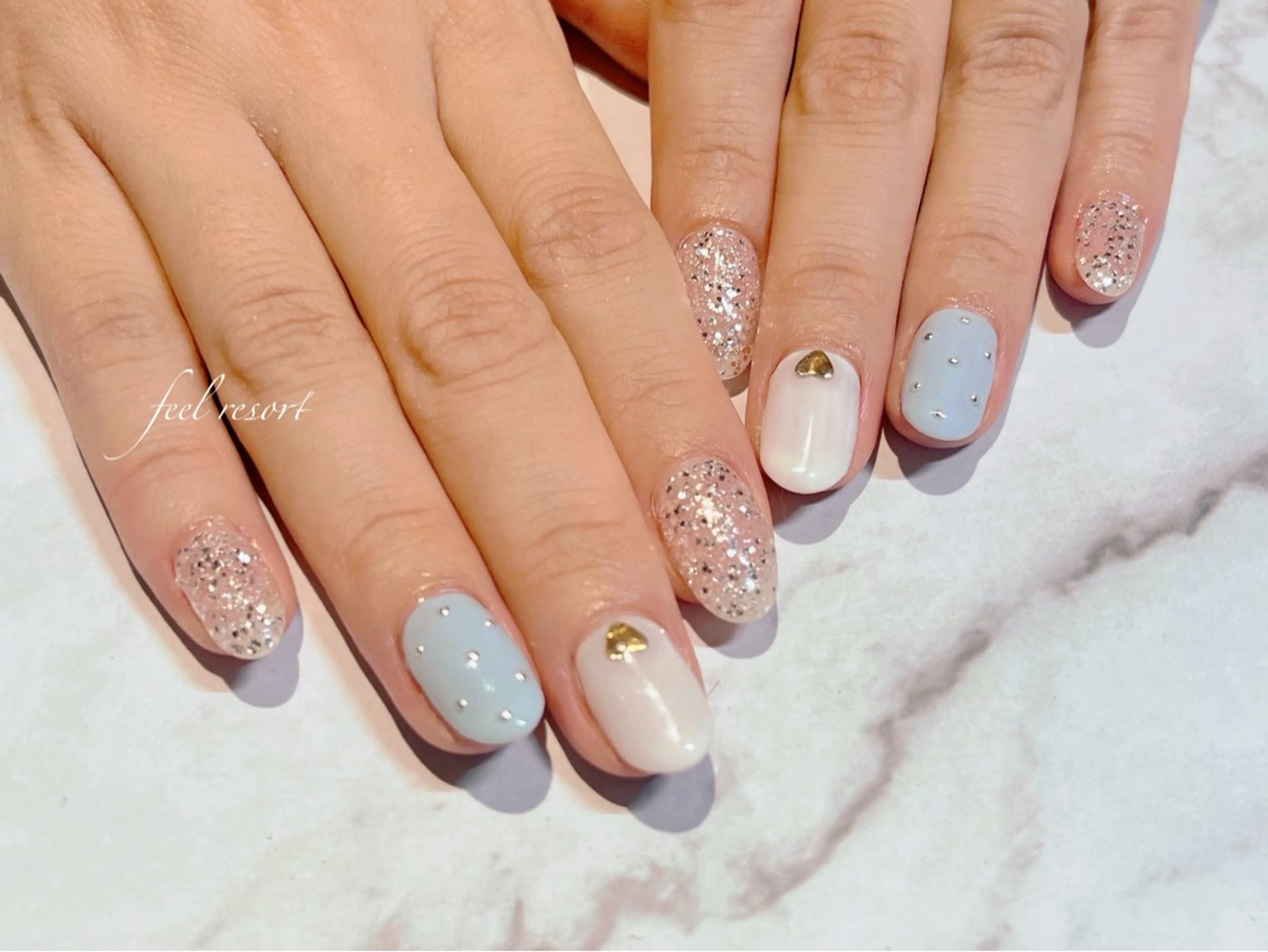 ネイル 長さ出し フットネイル フレンチネイル ジェルネイル ガラスフレンチ ハンドネイル Lien（リアン） 銀座駅6分のネイルデザイン