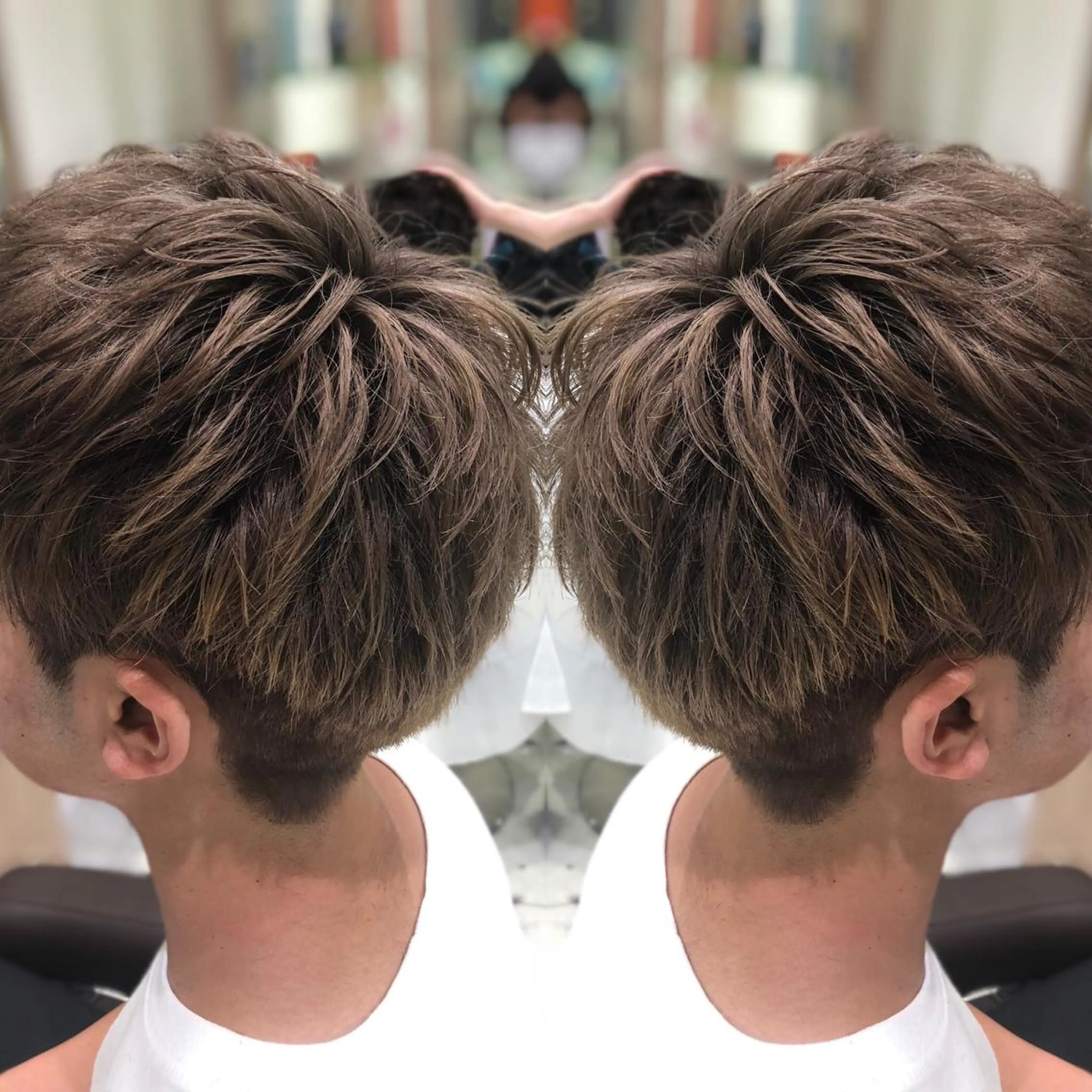 カラー メンズ 韓国レイヤー×透明感 カラー/山崎一輝のヘアスタイル