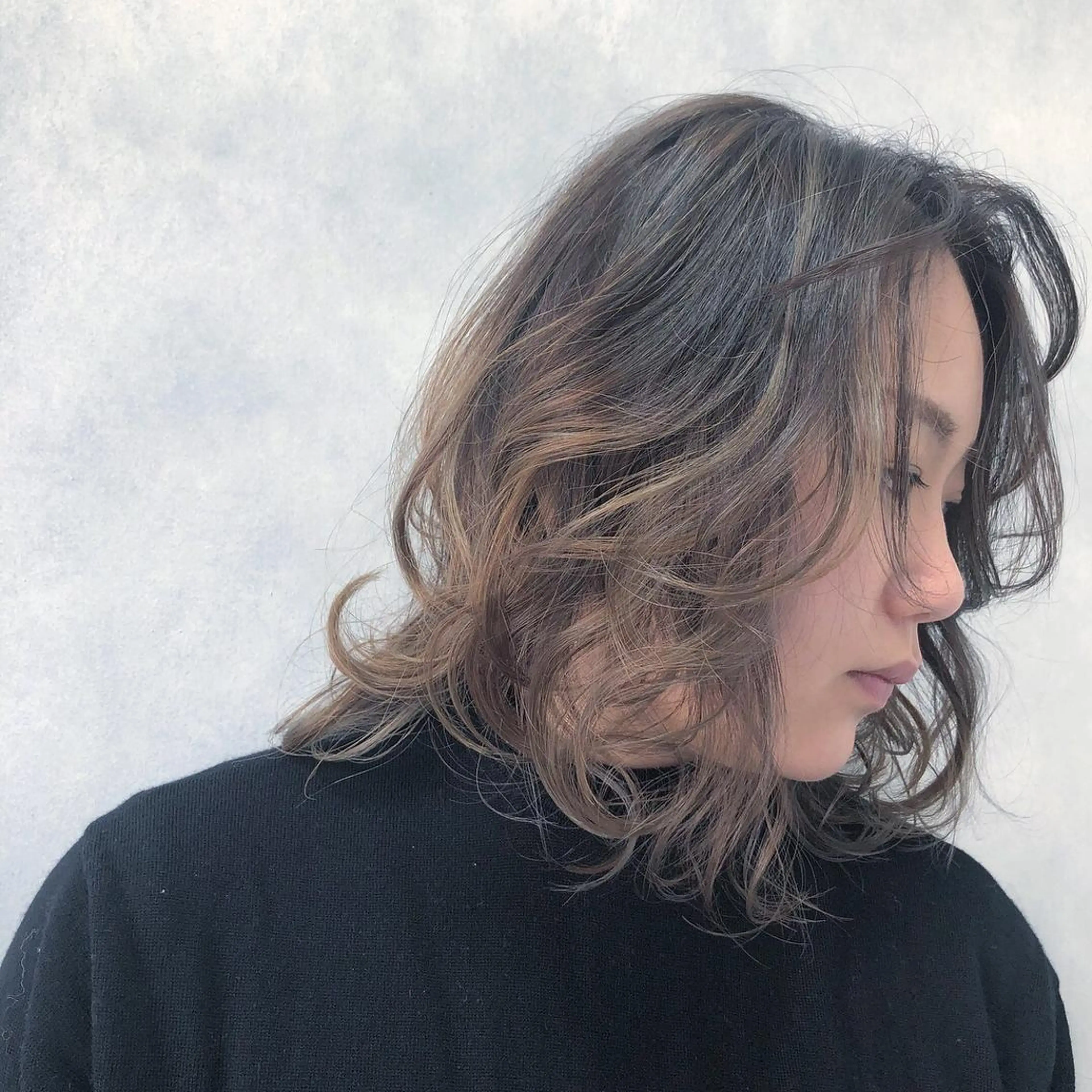 セミロング カラー 外国人風カラー ORIKA 美容室のヘアスタイル