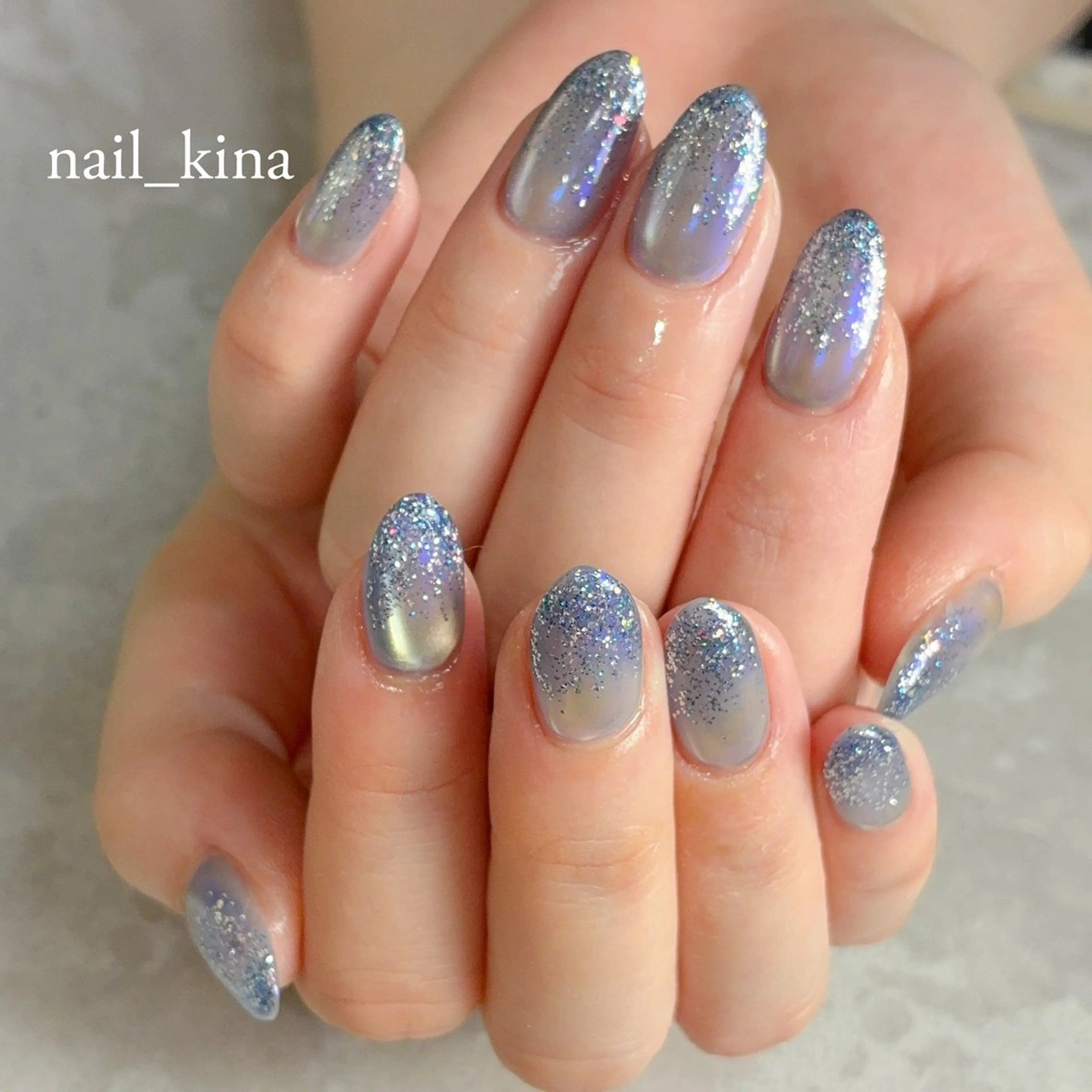 ネイル オーロラネイル マグネットネイル ワンカラーネイル 夏ネイル nail_ kinaのネイルデザイン