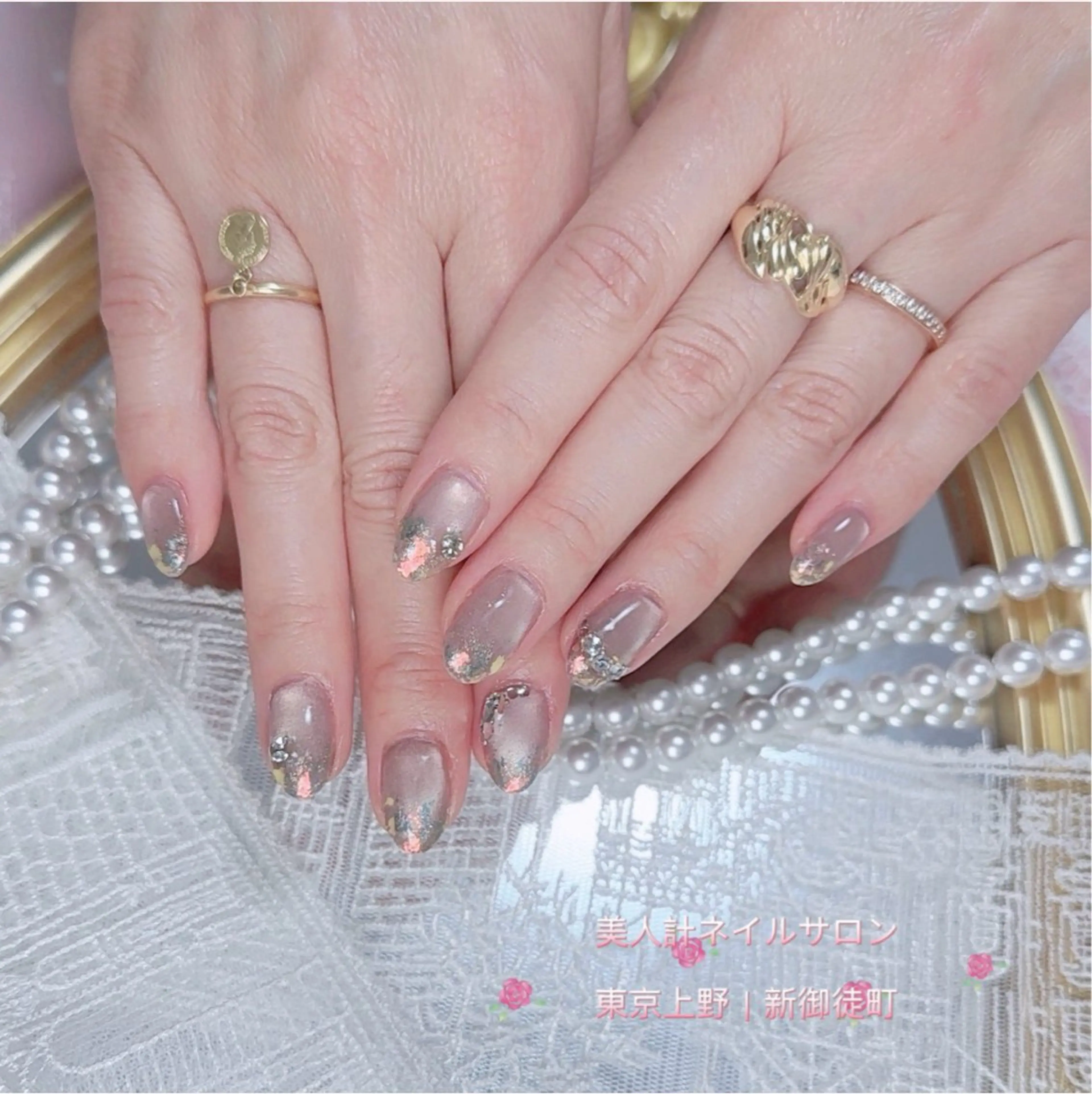 ネイル オーロラネイル マグネットネイル ストーンネイル ハンドネイル 中山 美月のネイルデザイン