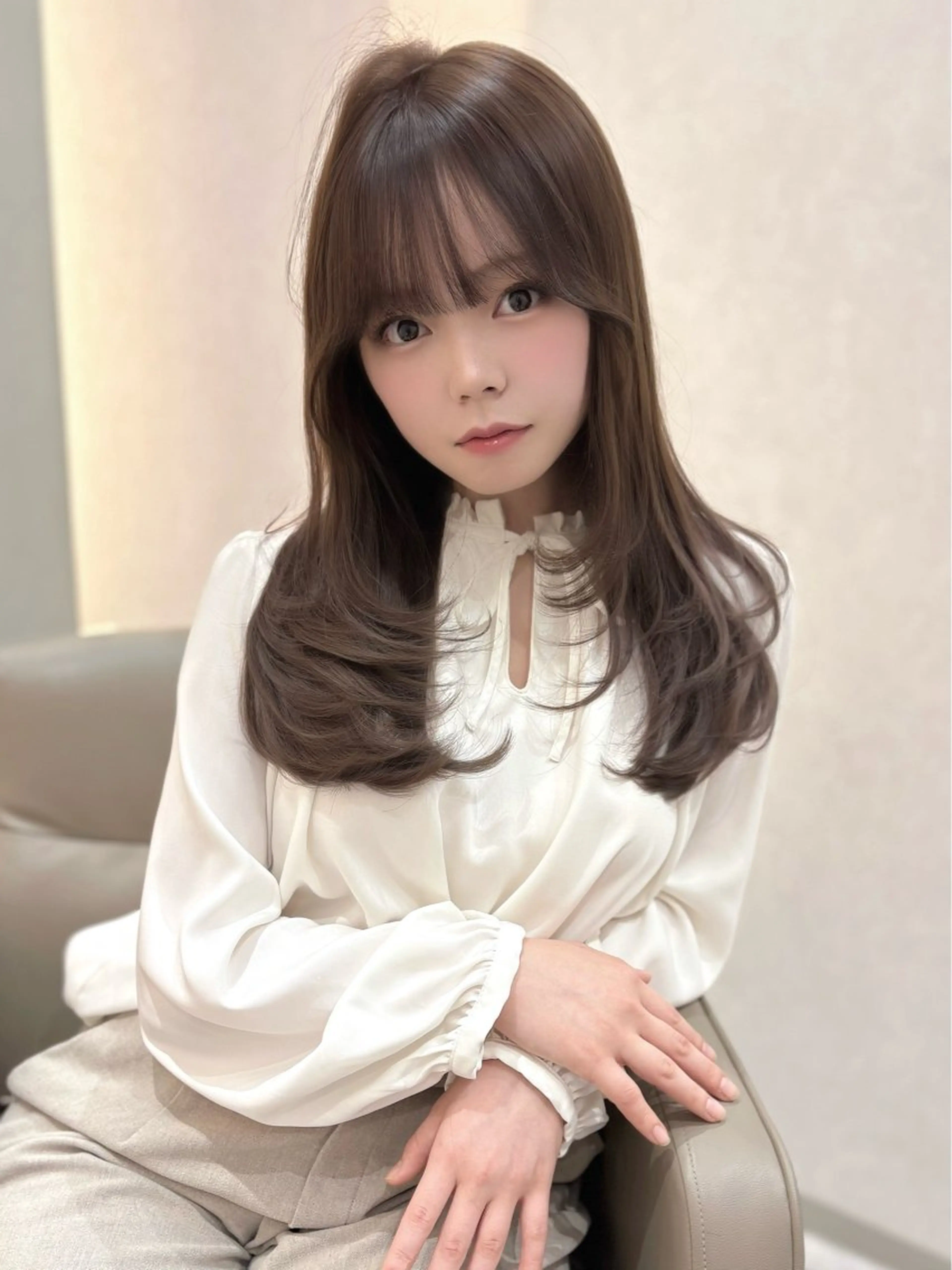 ロング アッシュ アッシュグレー アッシュグレージュ 韓国風ヘア レイヤーカット カット ヘアカラー トリートメント kanato🇰🇷 【札幌韓国ヘア】のヘアスタイル