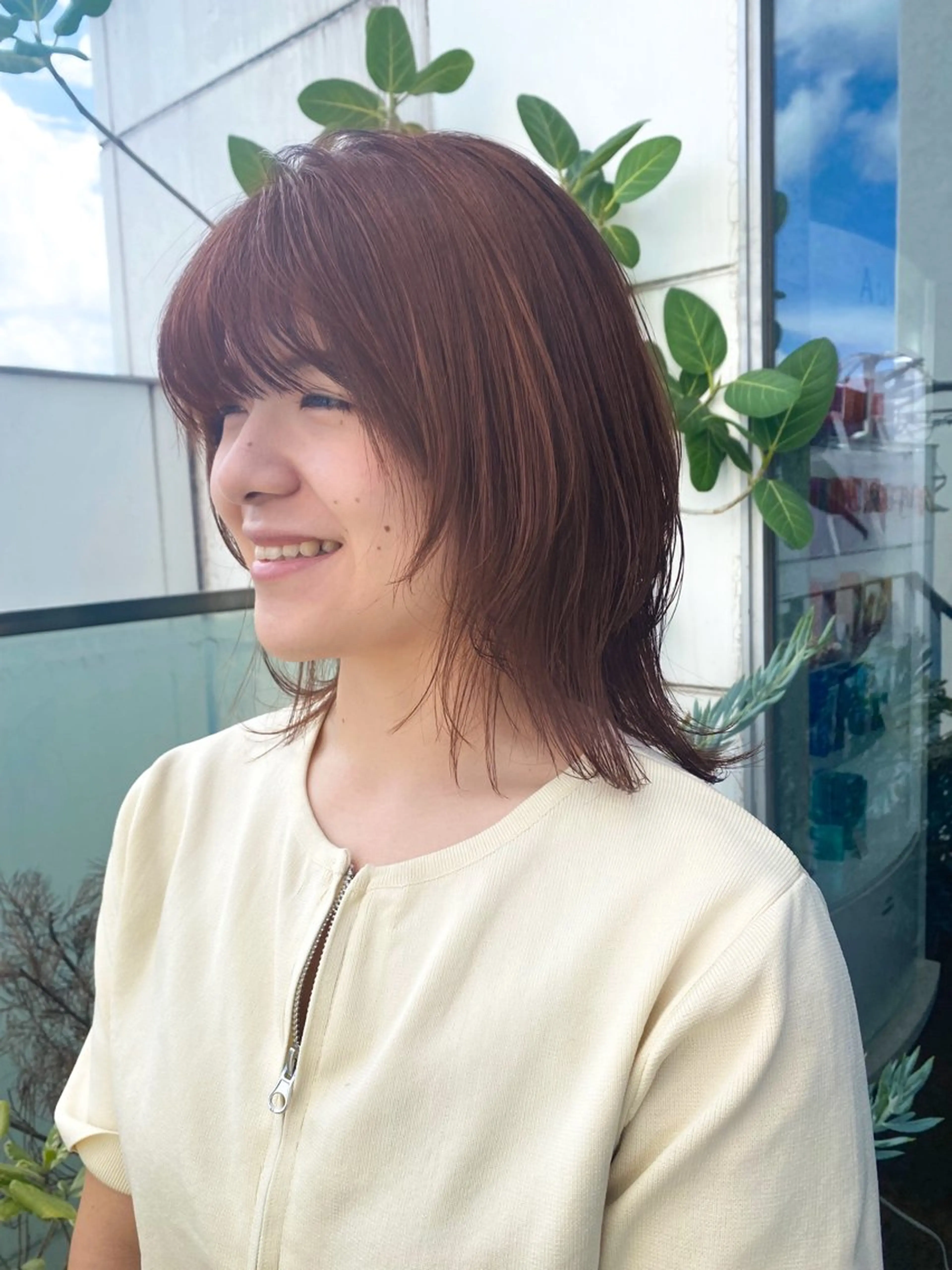 ミディアム カラー パーマ ヘアアレンジ ウルフカット ニュアンスパーマ カット ヘアカラー トリートメント ヘッドスパ ヘアセット 押切 響　のヘアスタイル