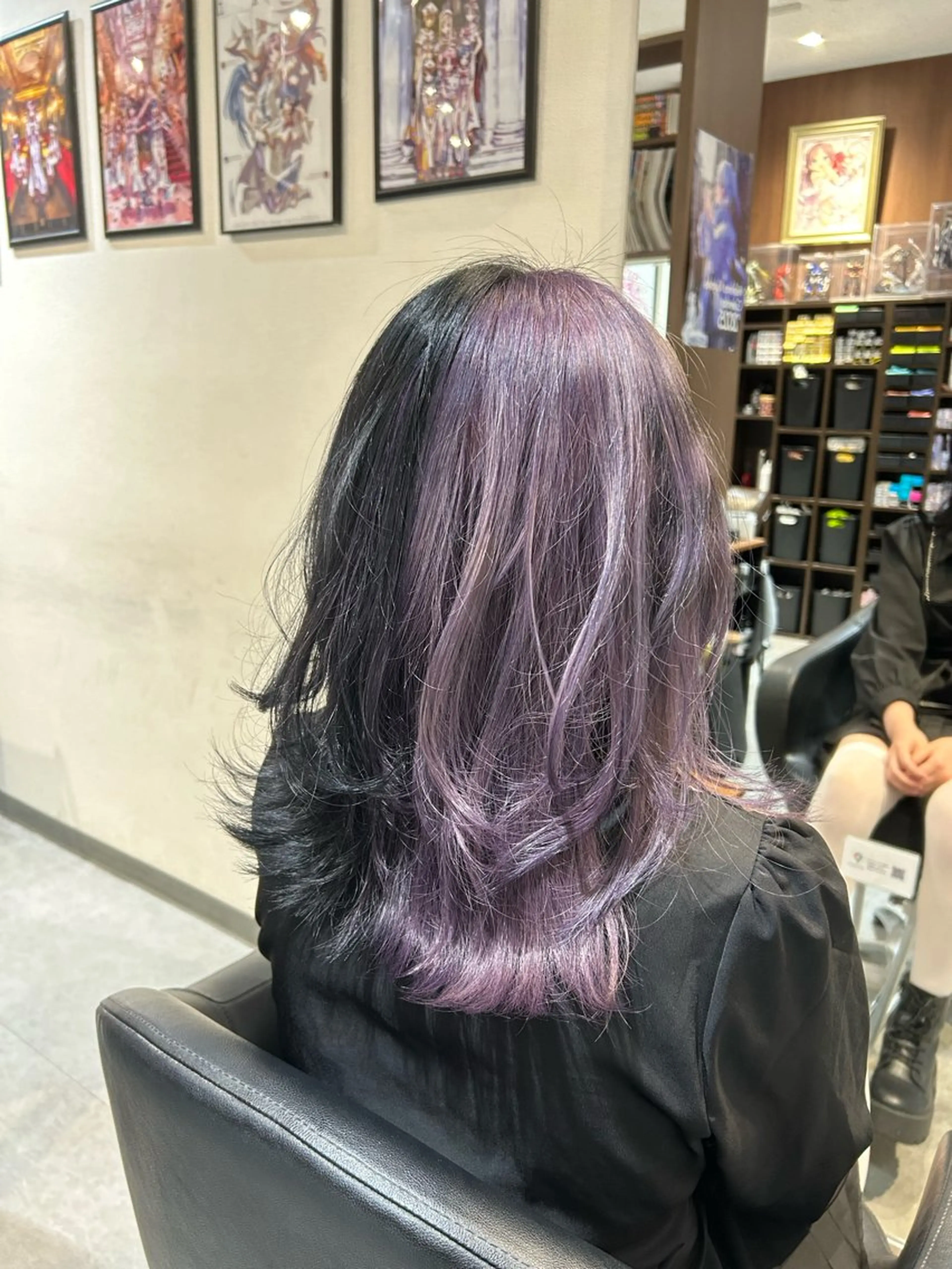 セミロング カラー ヘアアレンジ 黒髪 パープルカラー 仲野 空悟@モデル募集中のヘアスタイル