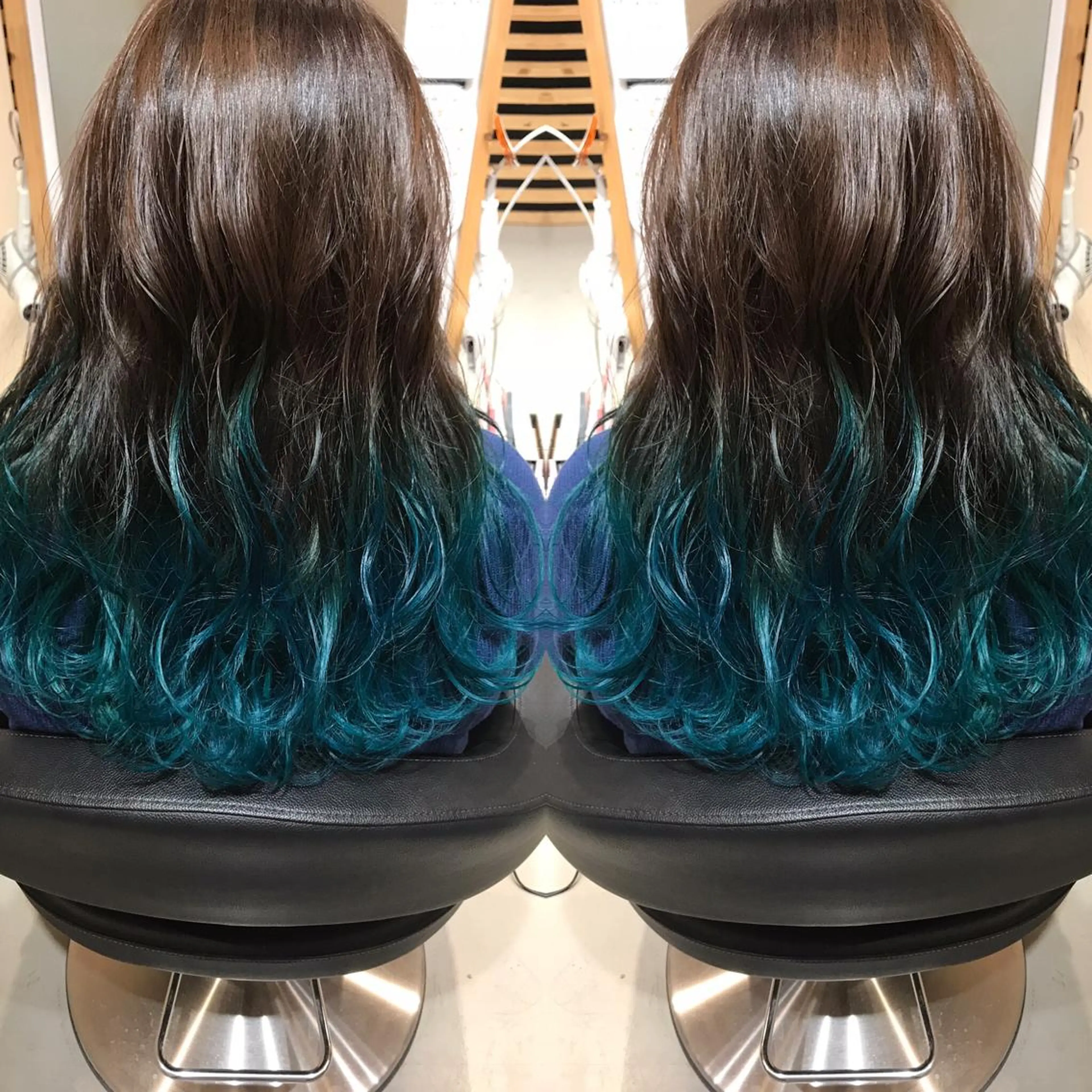 ロング カラー エメラルドグリーン グラデーションカラー ヘアカラー 大久保 隆蔵のヘアスタイル