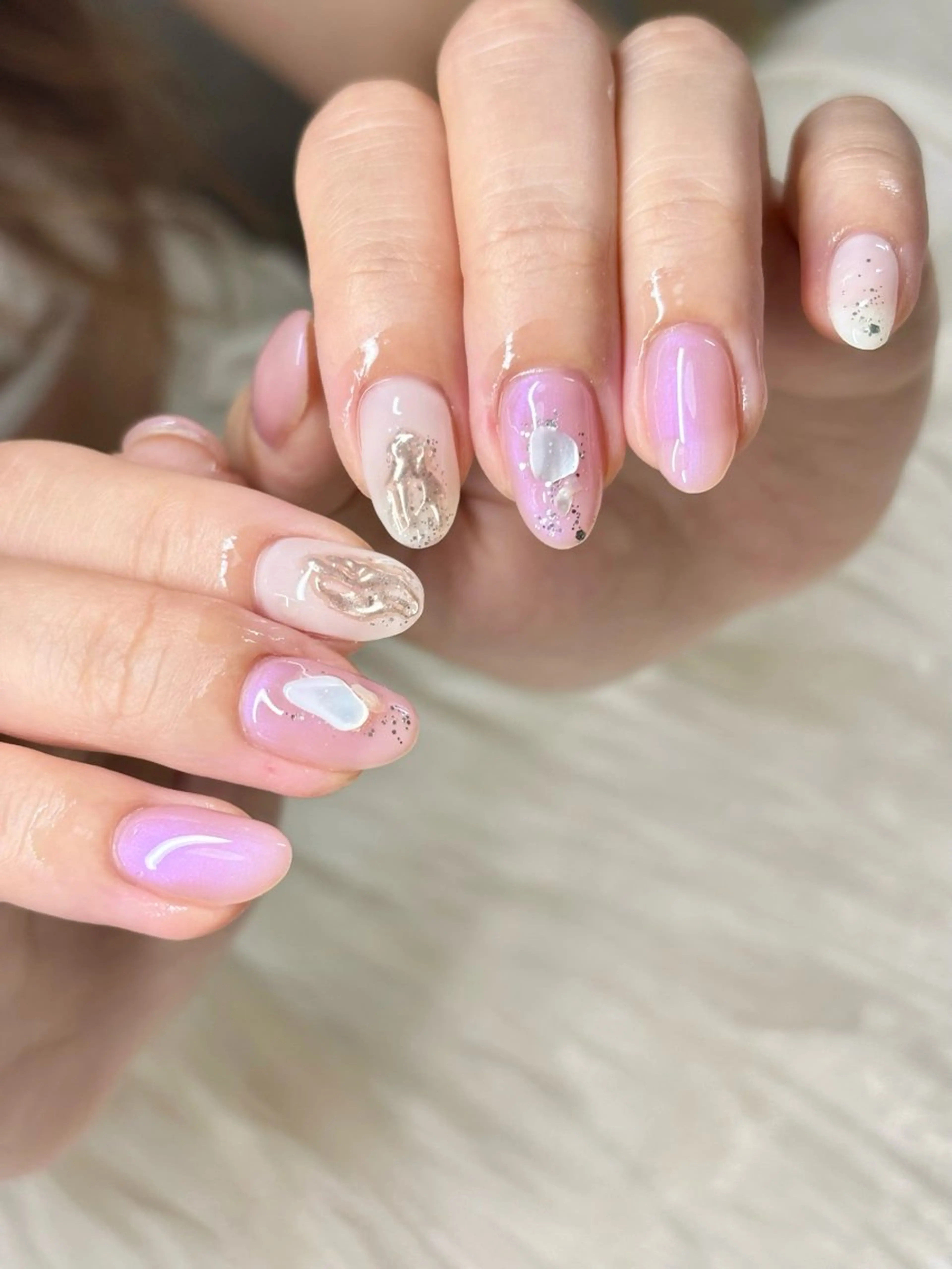 ネイル アートネイル ニュアンスネイル 夏ネイル ETE LUNA NAILのネイルデザイン