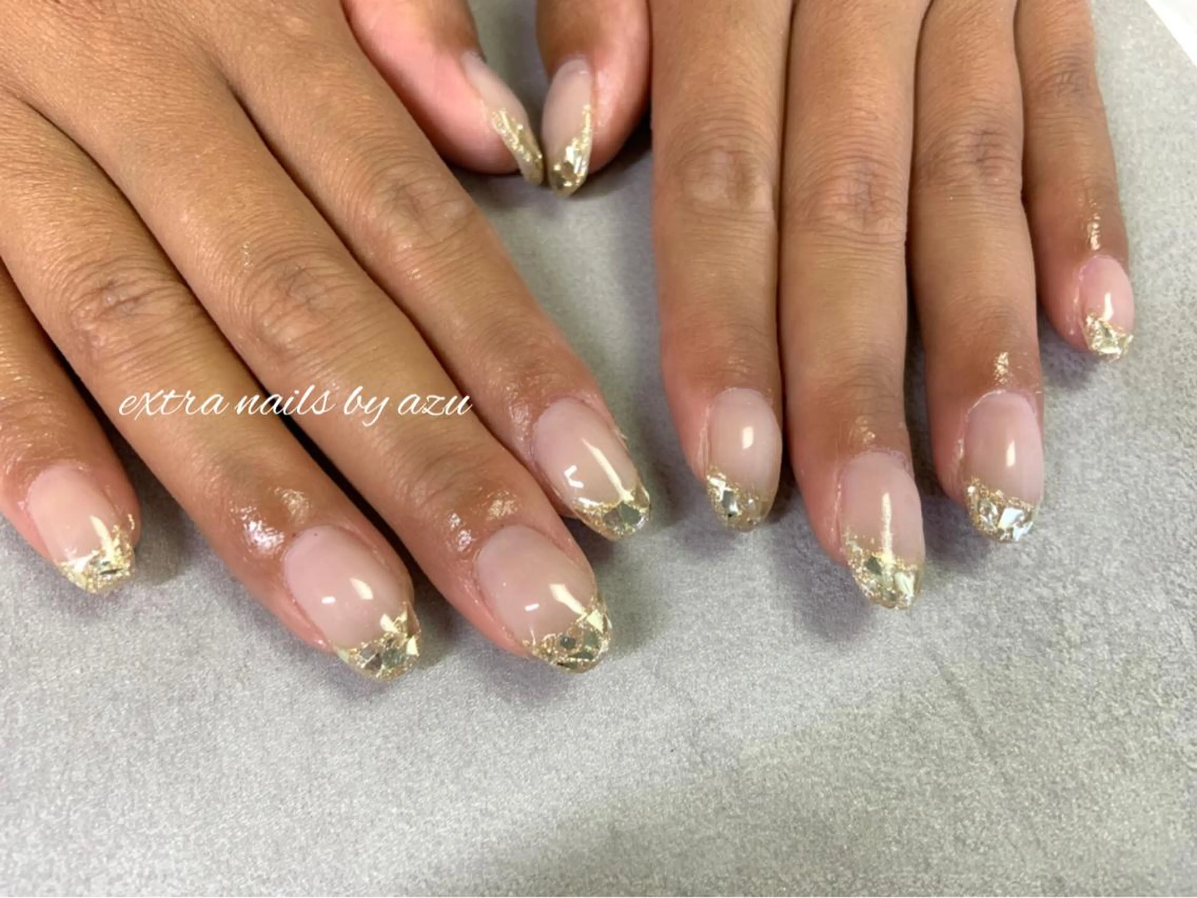 ネイル フレンチネイル ガラスフレンチ ハンドネイル extranails ／lemellaのネイルデザイン