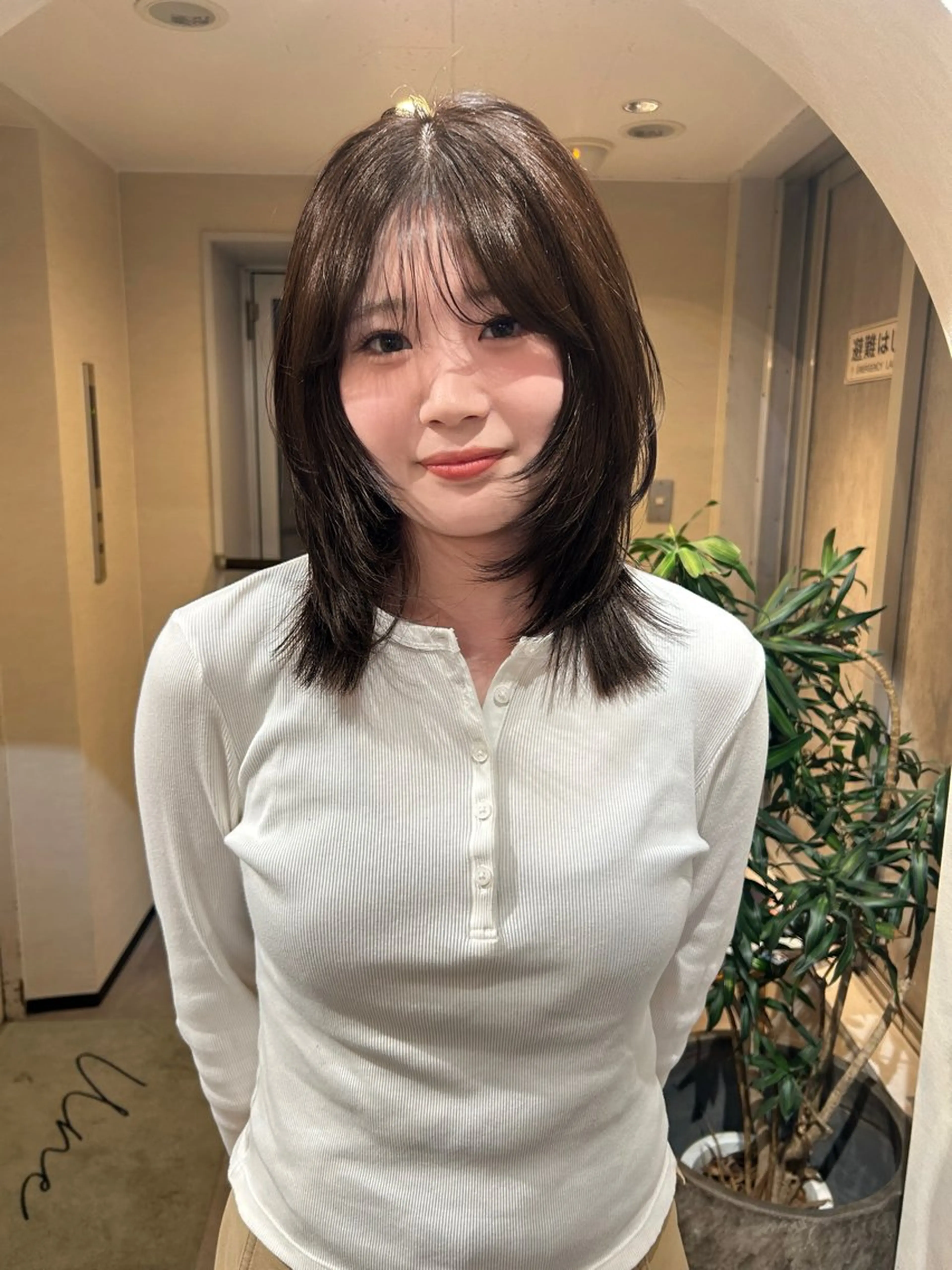 ミディアム カラー カット ヘアカラー トリートメント 【une】 nanamiのヘアスタイル