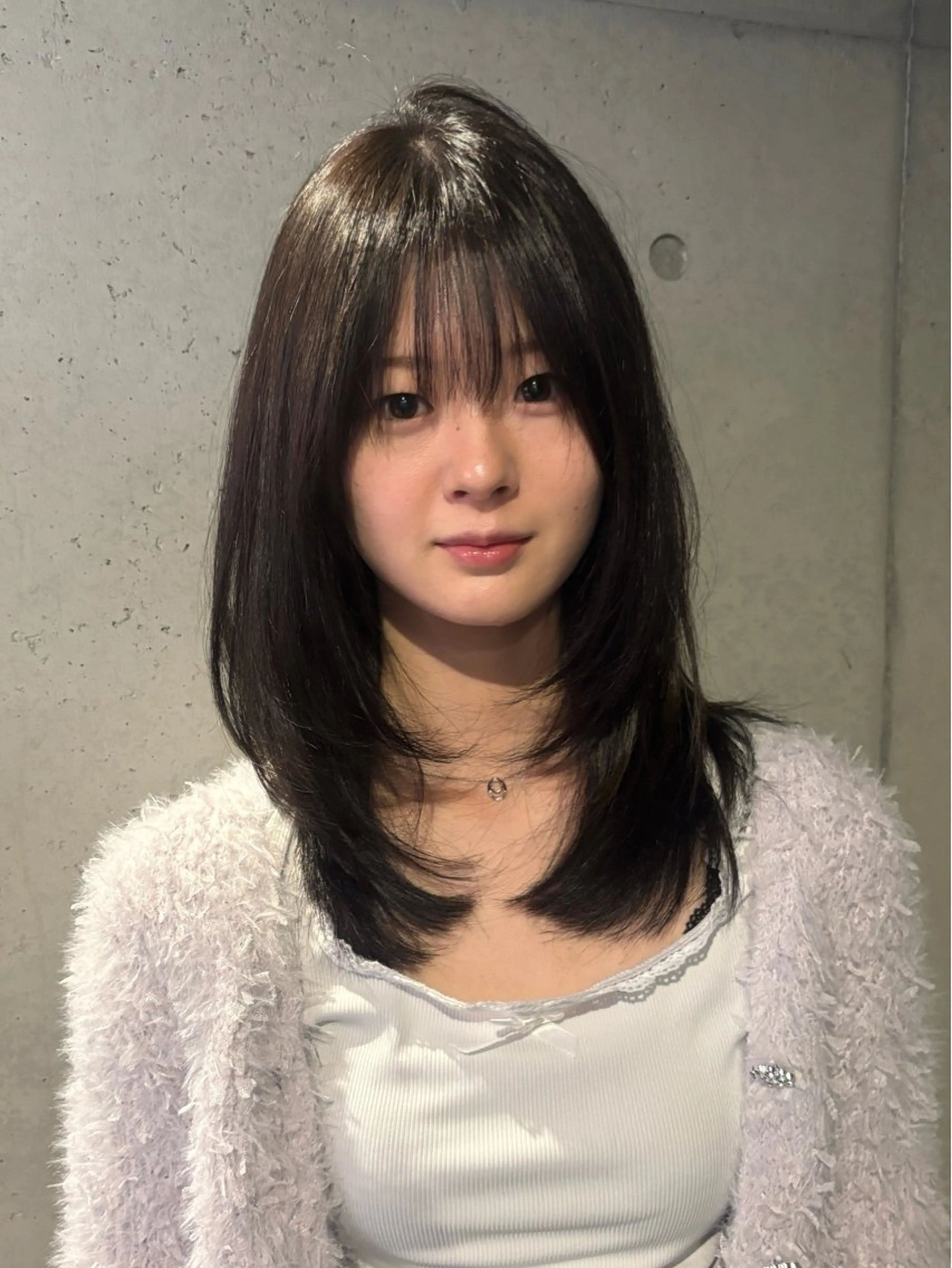 ミディアム カラー カット ヘアカラー トリートメント 韓国ヘア/wカラー レイヤー/RIN🎀のヘアスタイル