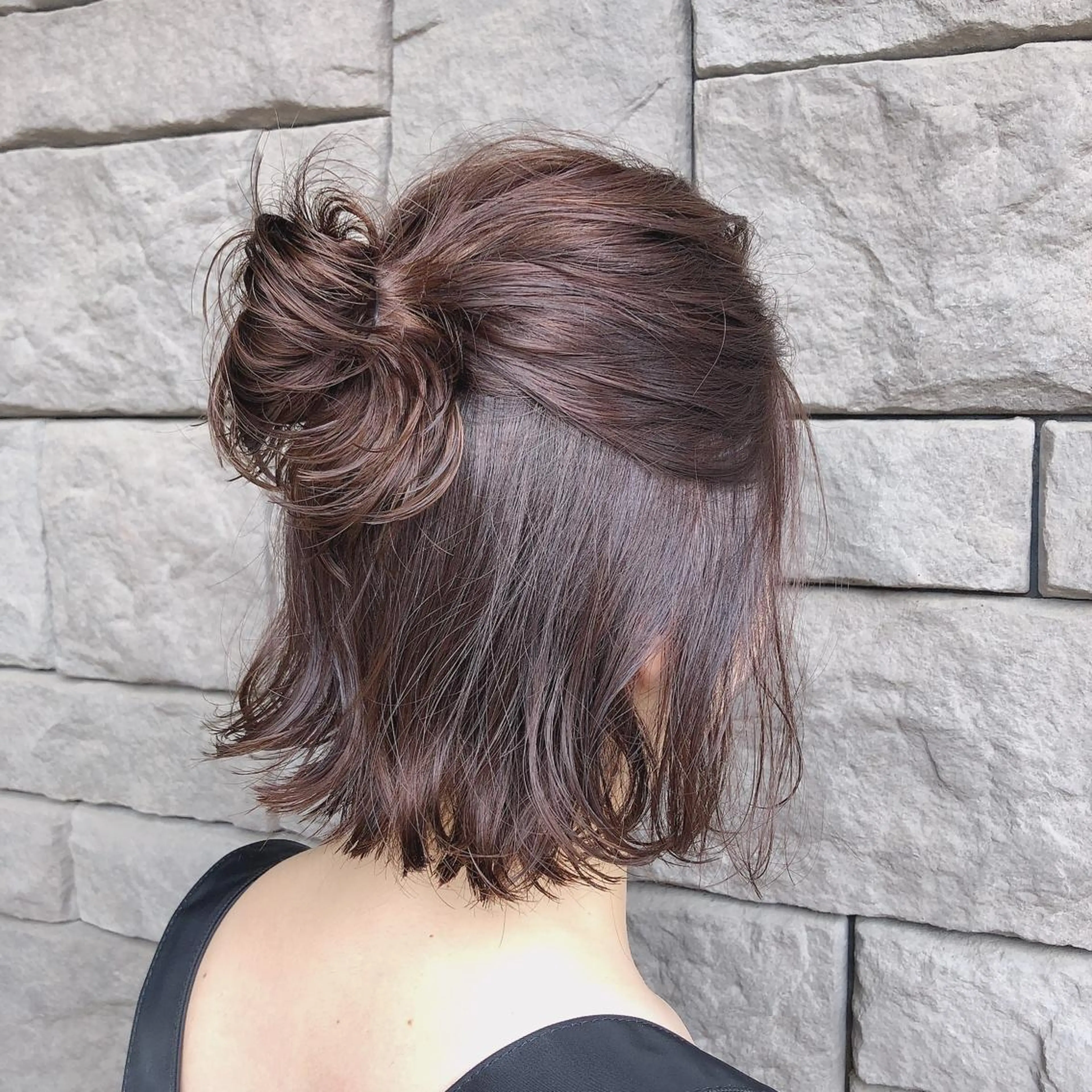 ミディアム カラー パーマ ヘアアレンジ 店長/mao/ 前髪/顔周りカットのヘアスタイル