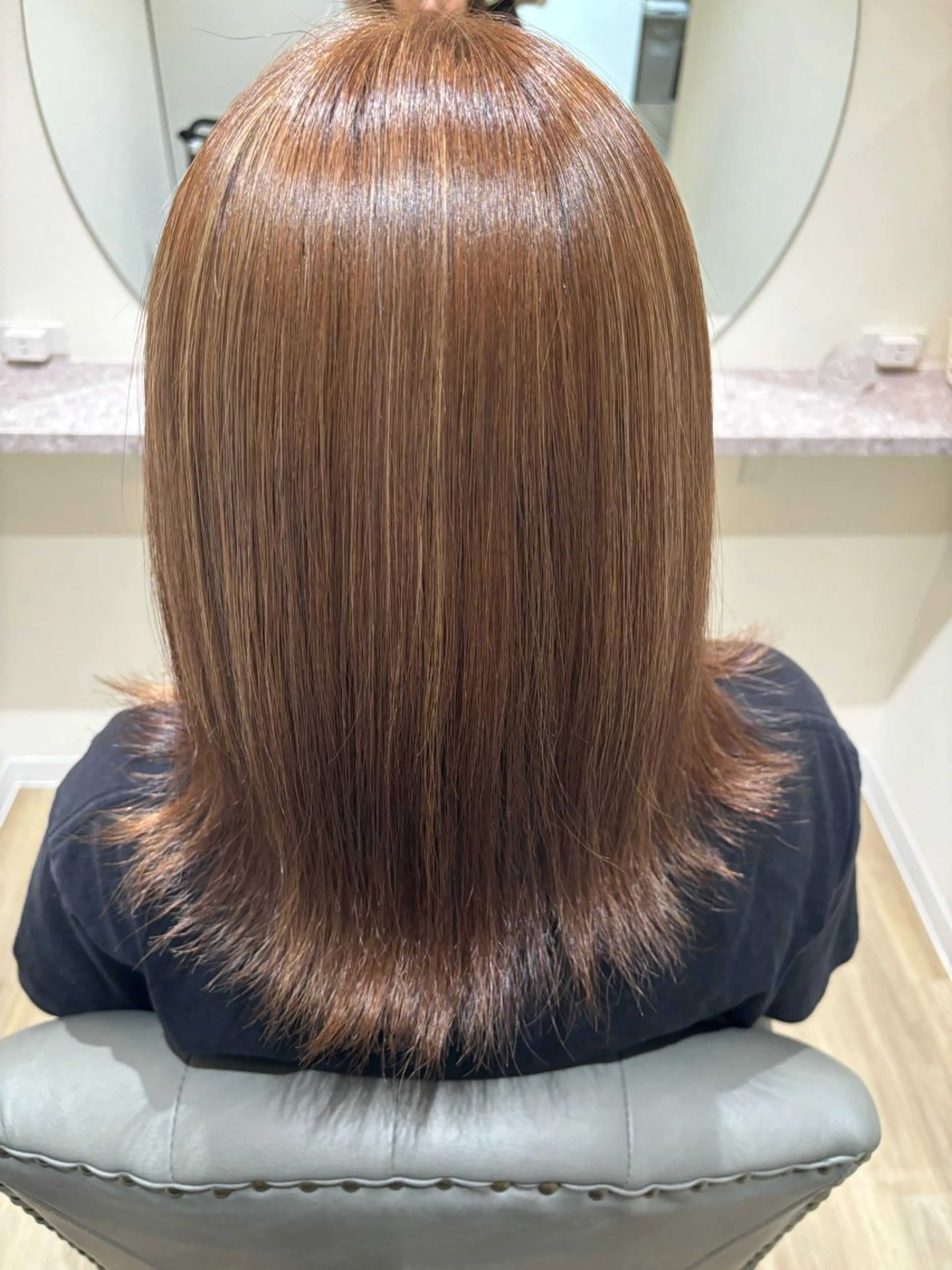 ミディアム ハイライト 中田 渚のヘアスタイル