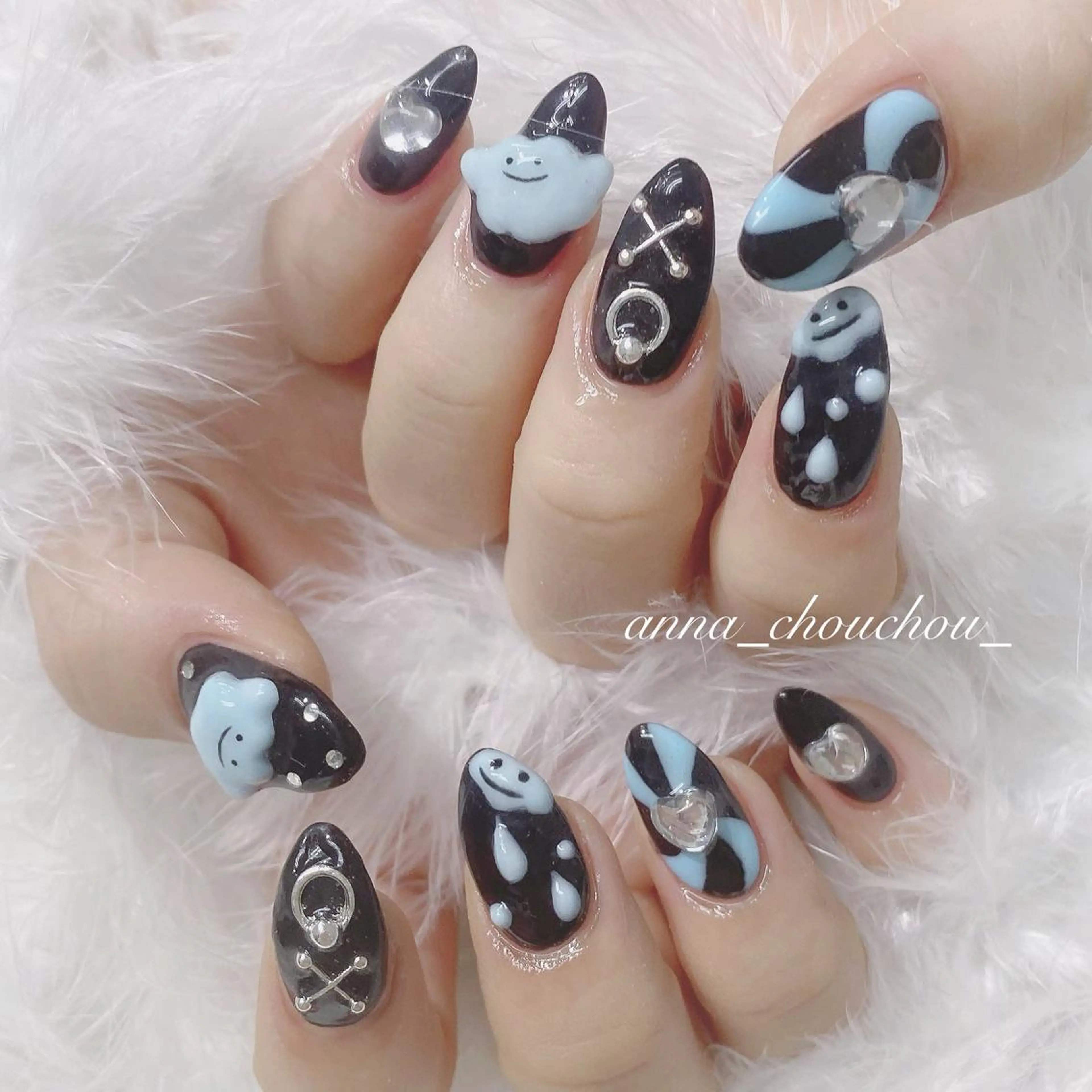 ネイル 水色 Anna Sano⭐️のネイルデザイン