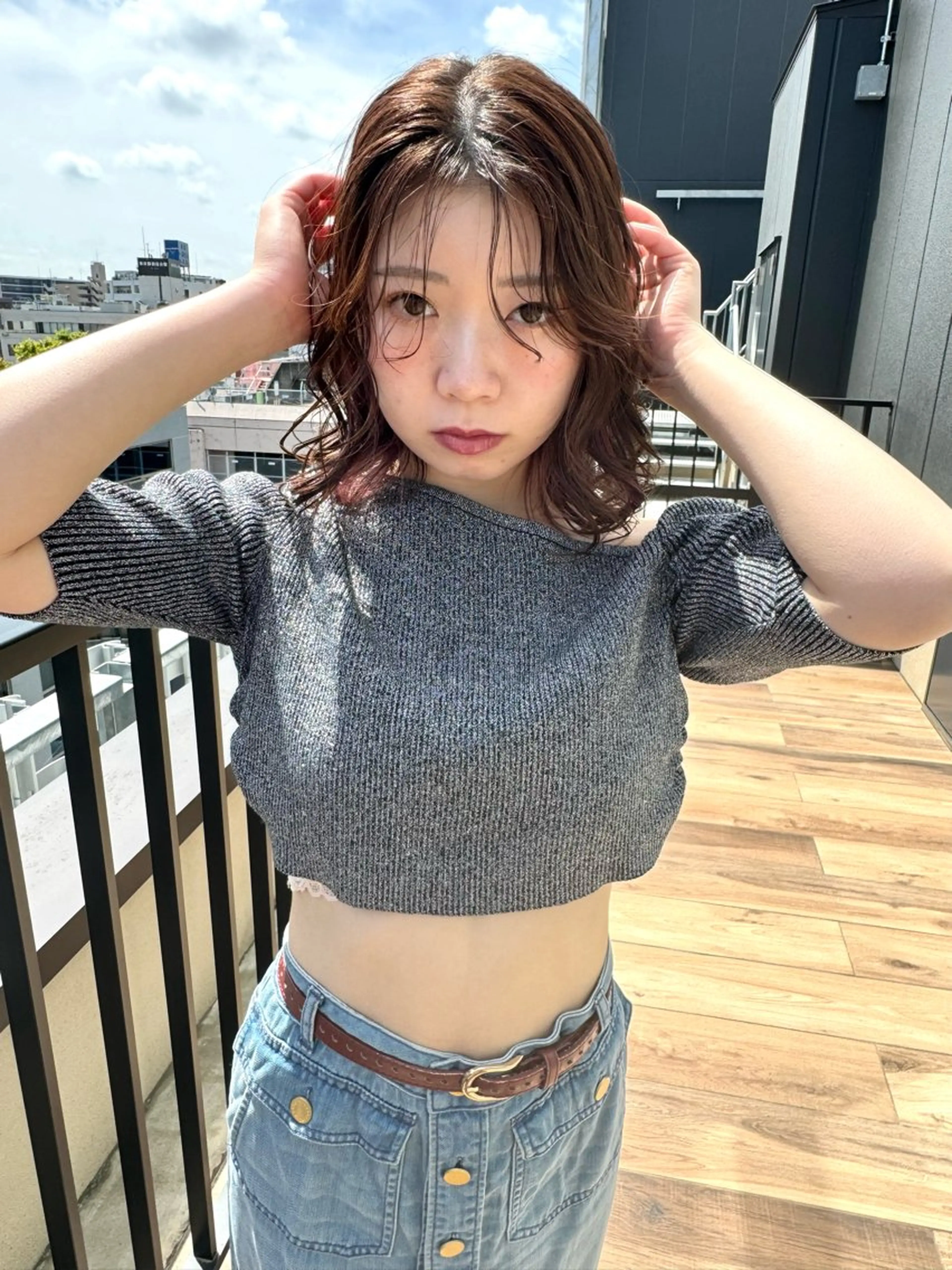 ミディアム カット ヘアカラー ✨ブリーチ/顔周り レイヤー¦YUKA✨のヘアスタイル