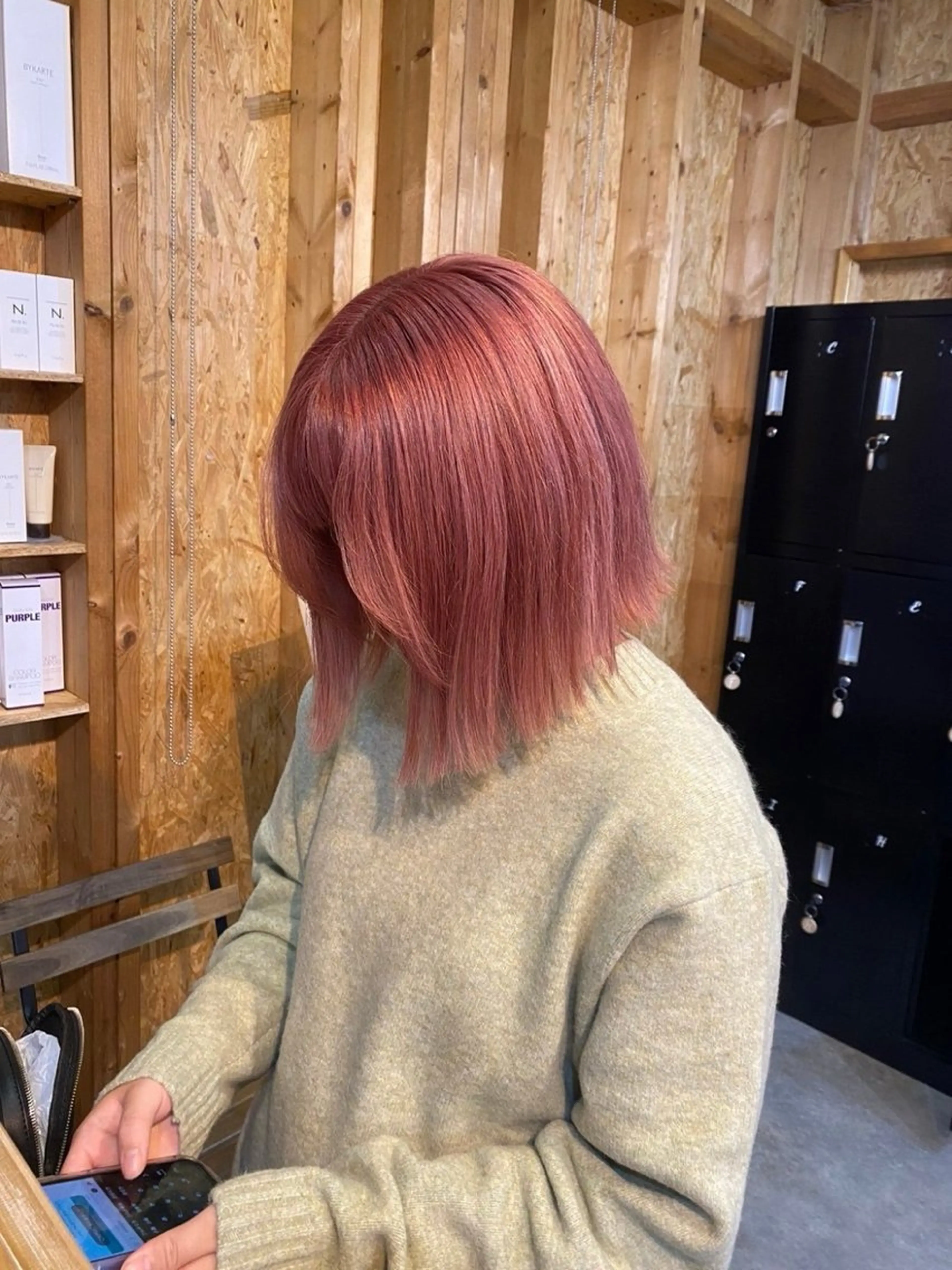 カラー まろみ暖色×ボブ ×chia🕯のヘアスタイル