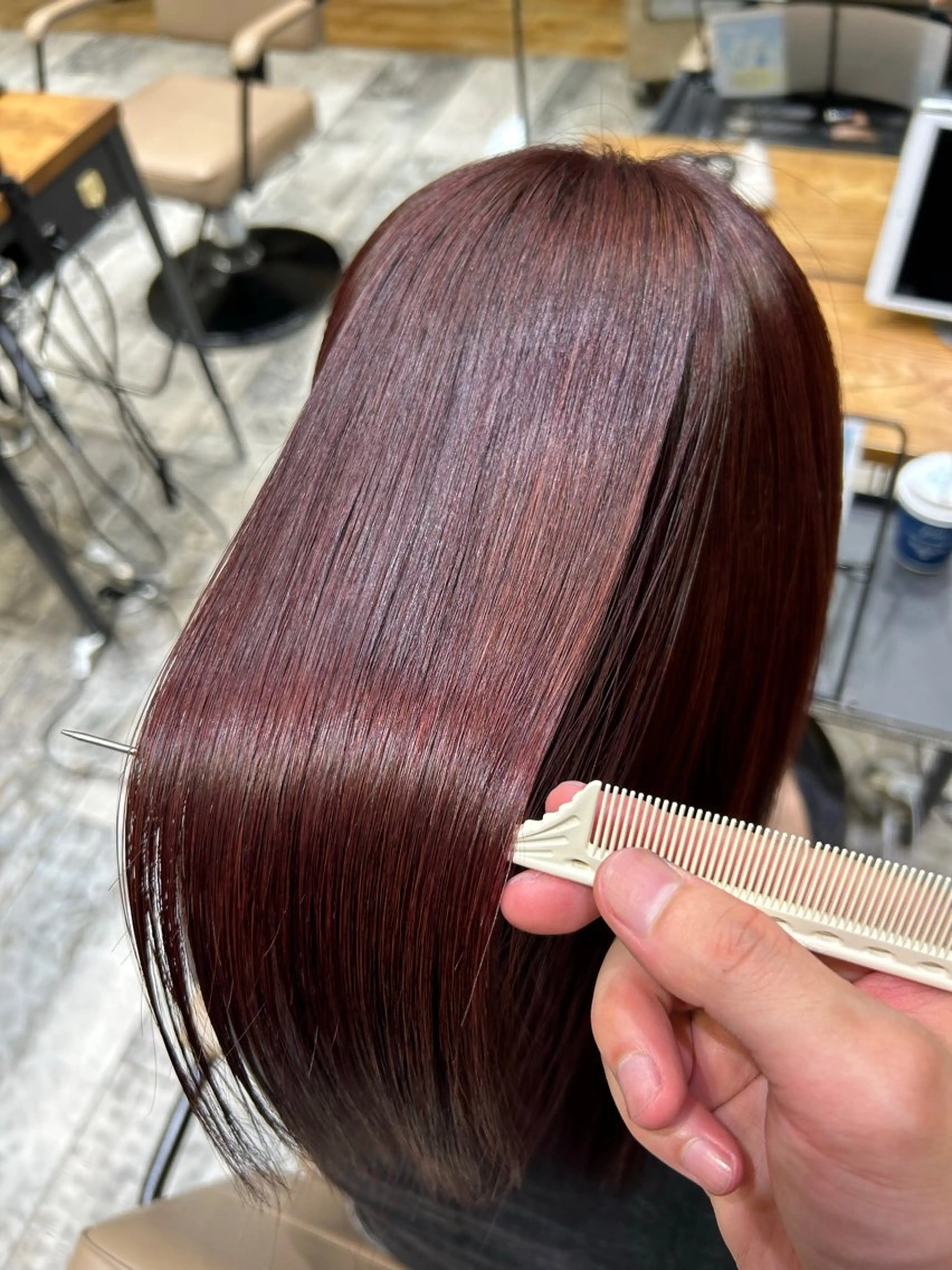 ロング カット ヘアカラー 縮毛矯正 トリートメント 新宿✨顔周りカット 韓国ヘア/坂本亜裟海のヘアスタイル