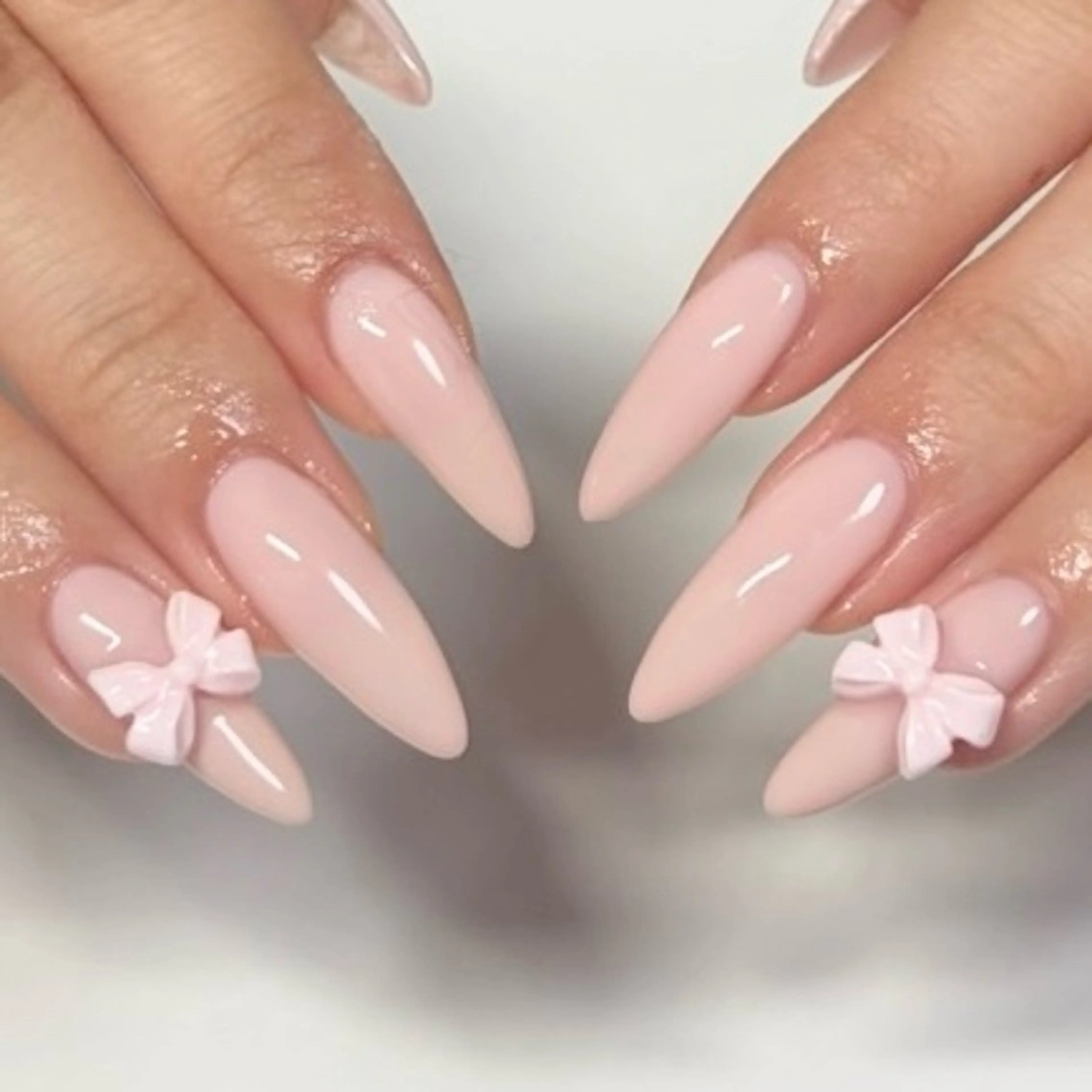 ネイル ピンク リボン ハンドネイル byul nails ビョルネイルのネイルデザイン