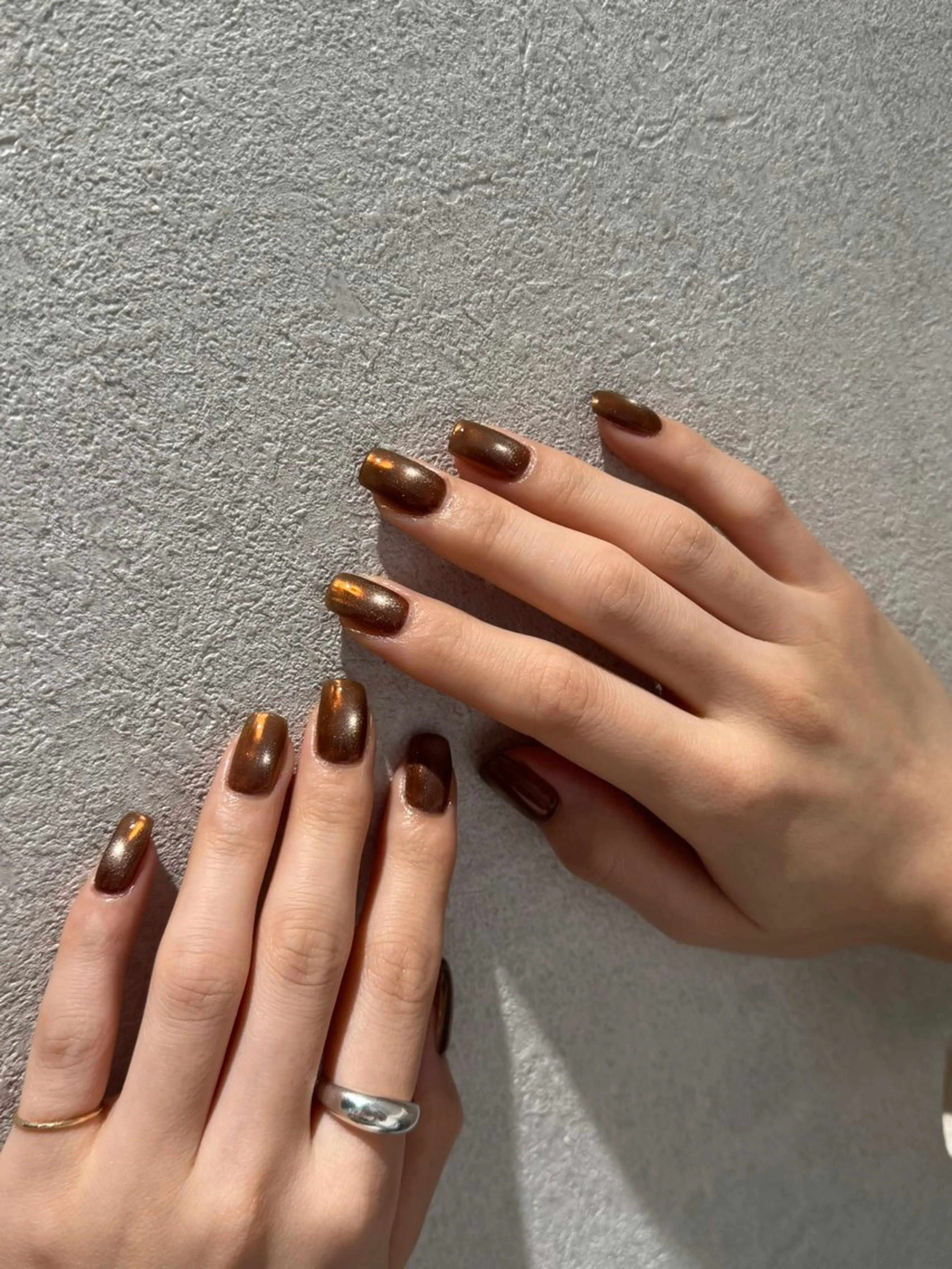 ネイル ブラウン マグネットネイル Rommy Arisaのネイルデザイン