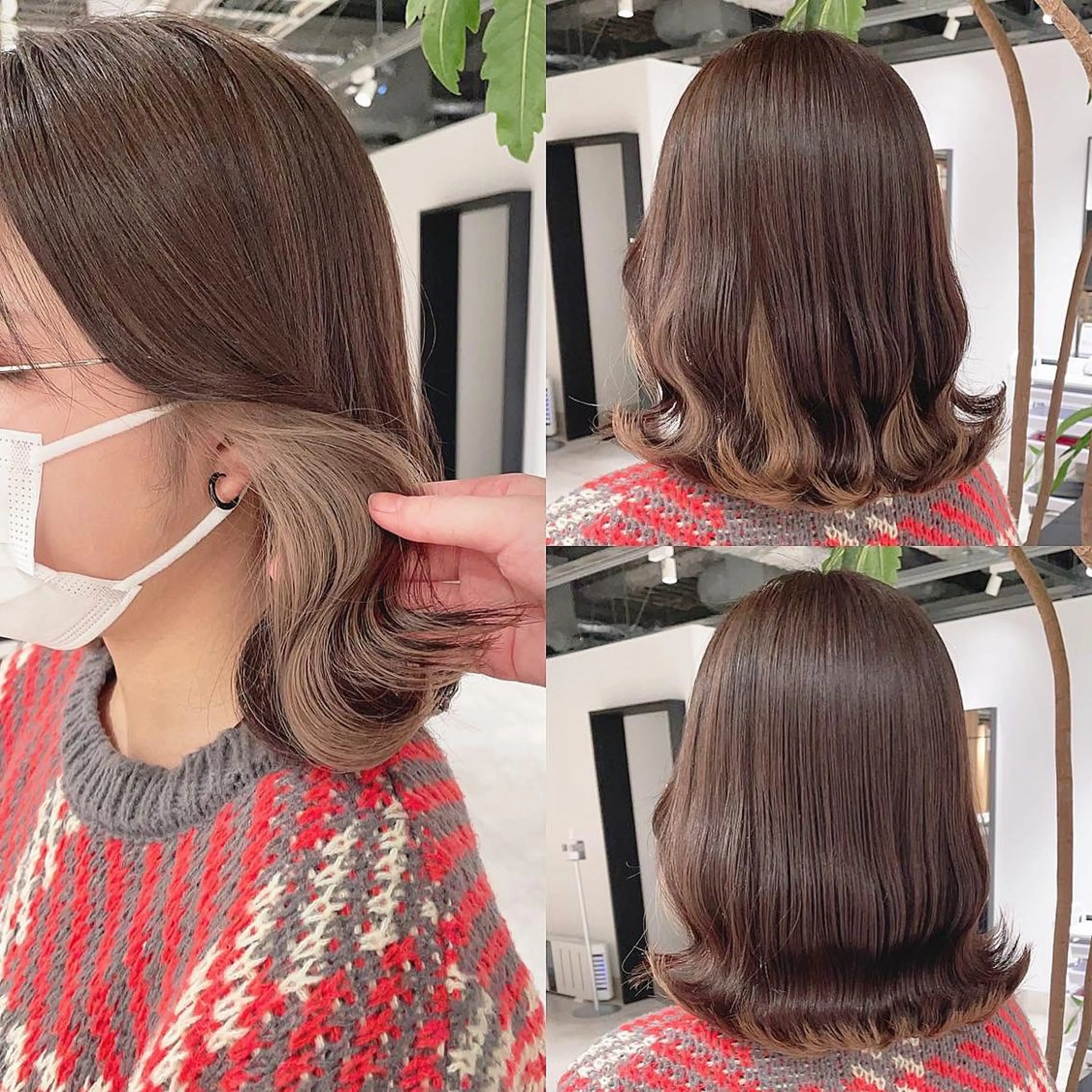 ミディアム カラー インナーカラー ヘアカラー トリートメント 渋谷:インナーカラー ／🍒エリカ🍒のヘアスタイル