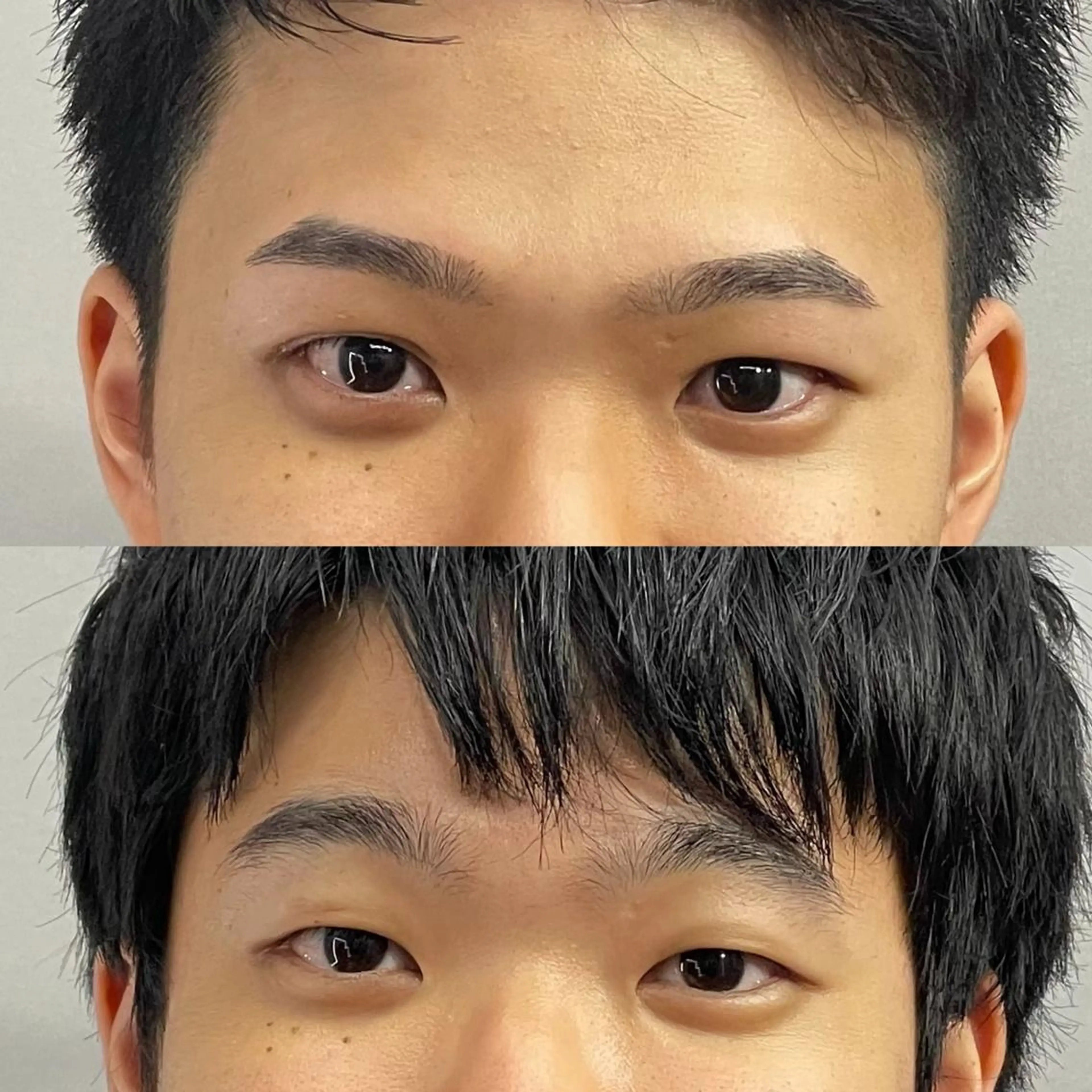 ショート メンズ アイブロウ センターパート フェードカット メンズパーマ スキンフェード メンズアイブロウ ワックス脱毛 眉カット その他(アイブロウ) メンズ眉毛ワックス 青山英憲のヘアスタイル