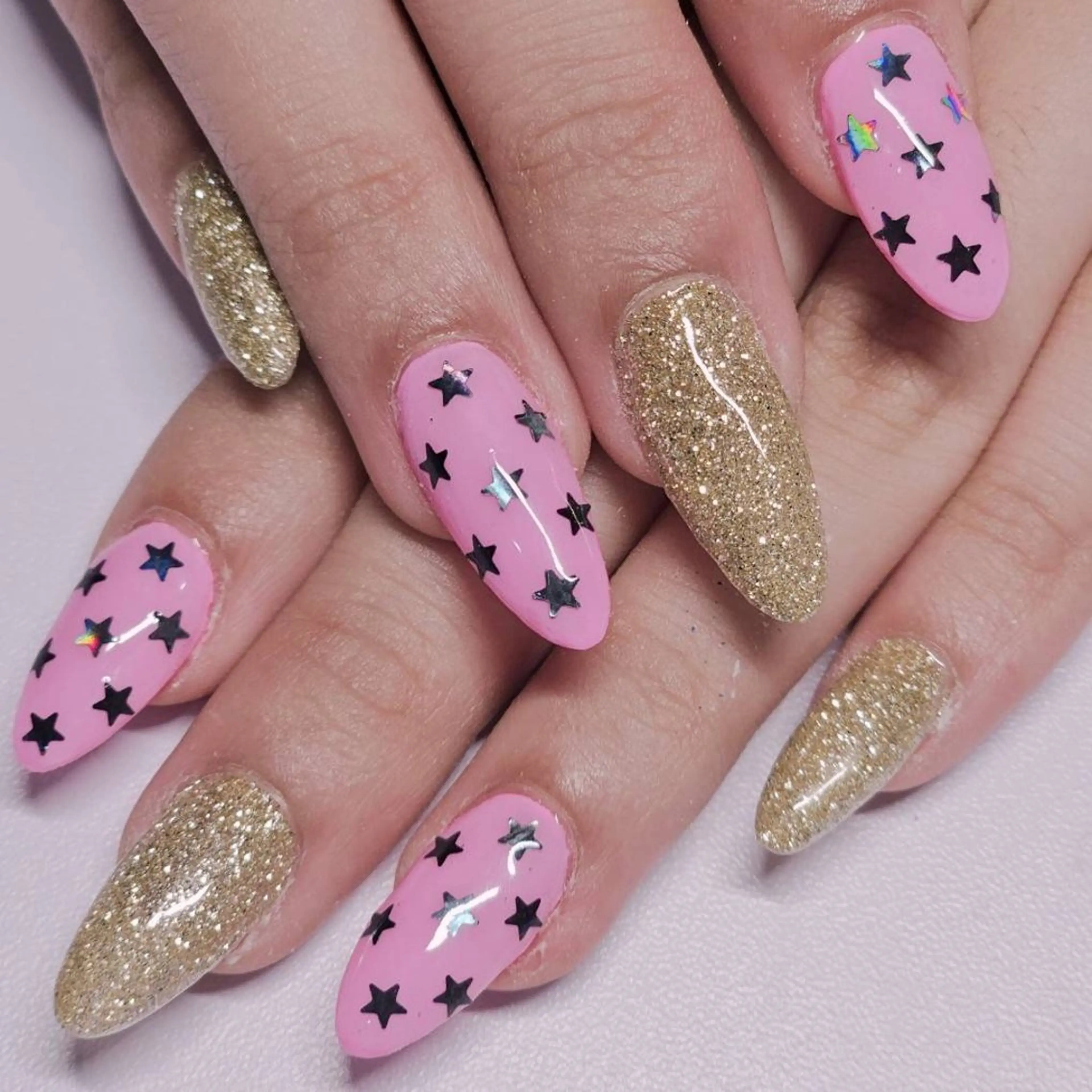 ネイル ドット ゴールド ラメ(グリッター) ネイビー ピンク ハンドネイル よしだ ひろきのネイルデザイン