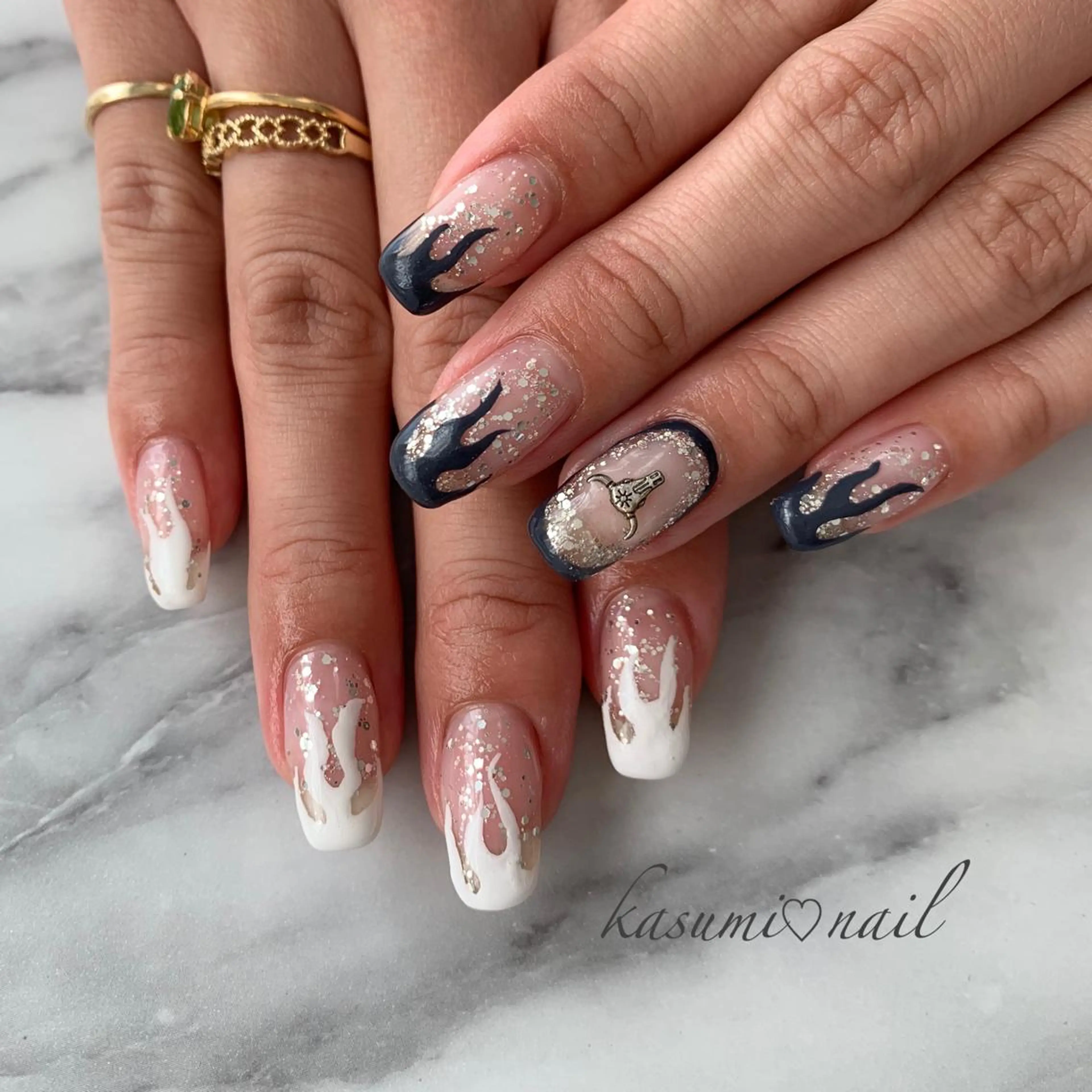 ネイル アートネイル フットネイル 大理石ネイル(マーブル) ミラーネイル ニュアンスネイル KASUMI♡ Nailのネイルデザイン