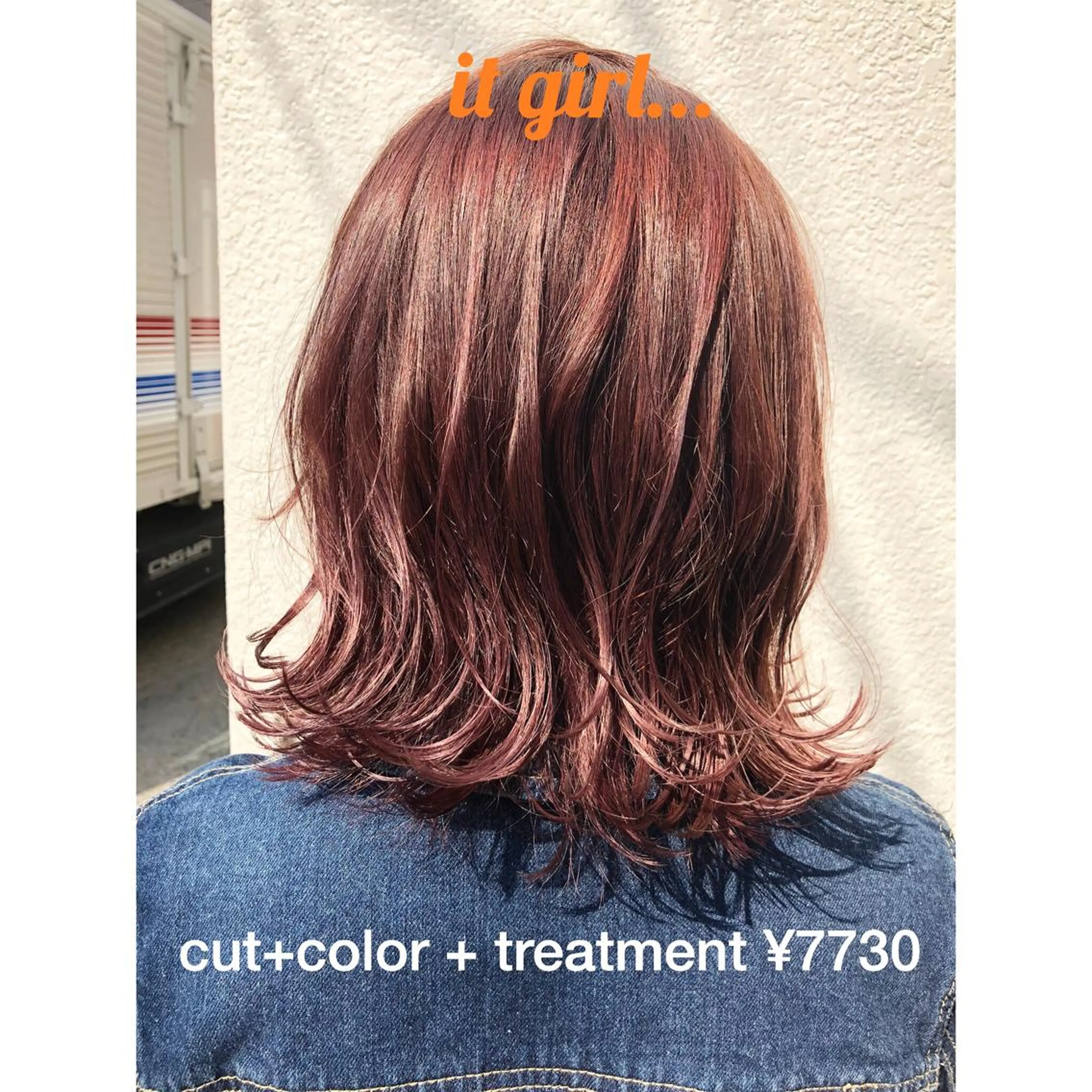 ミディアム カラー パーマ ヘアアレンジ グラデーションカラー ピンクカラー 【白髪ぼかし 専門GBG】自由が丘のヘアスタイル